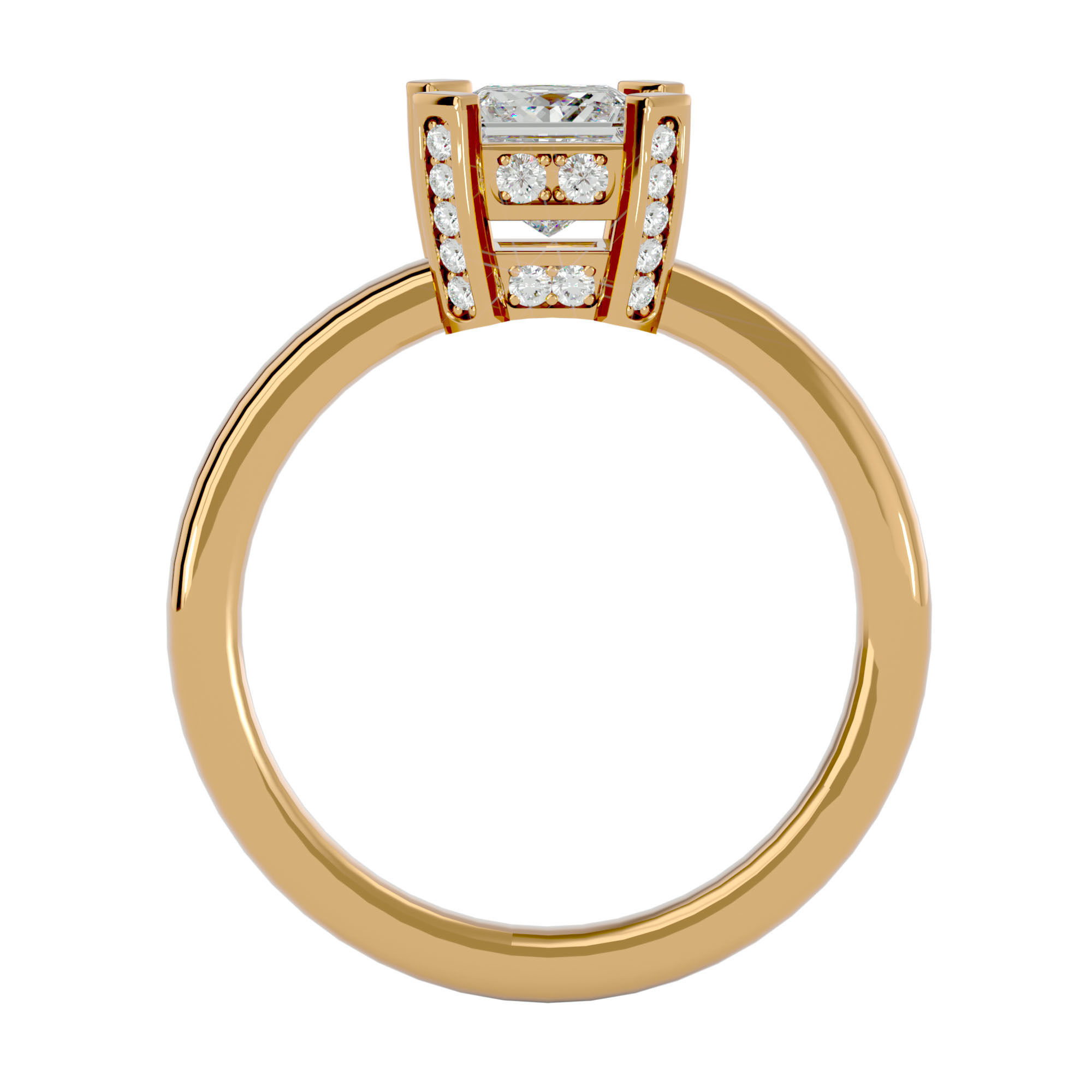 Single Princess diamond Women solitaire ring with 360 View 3D print model_5