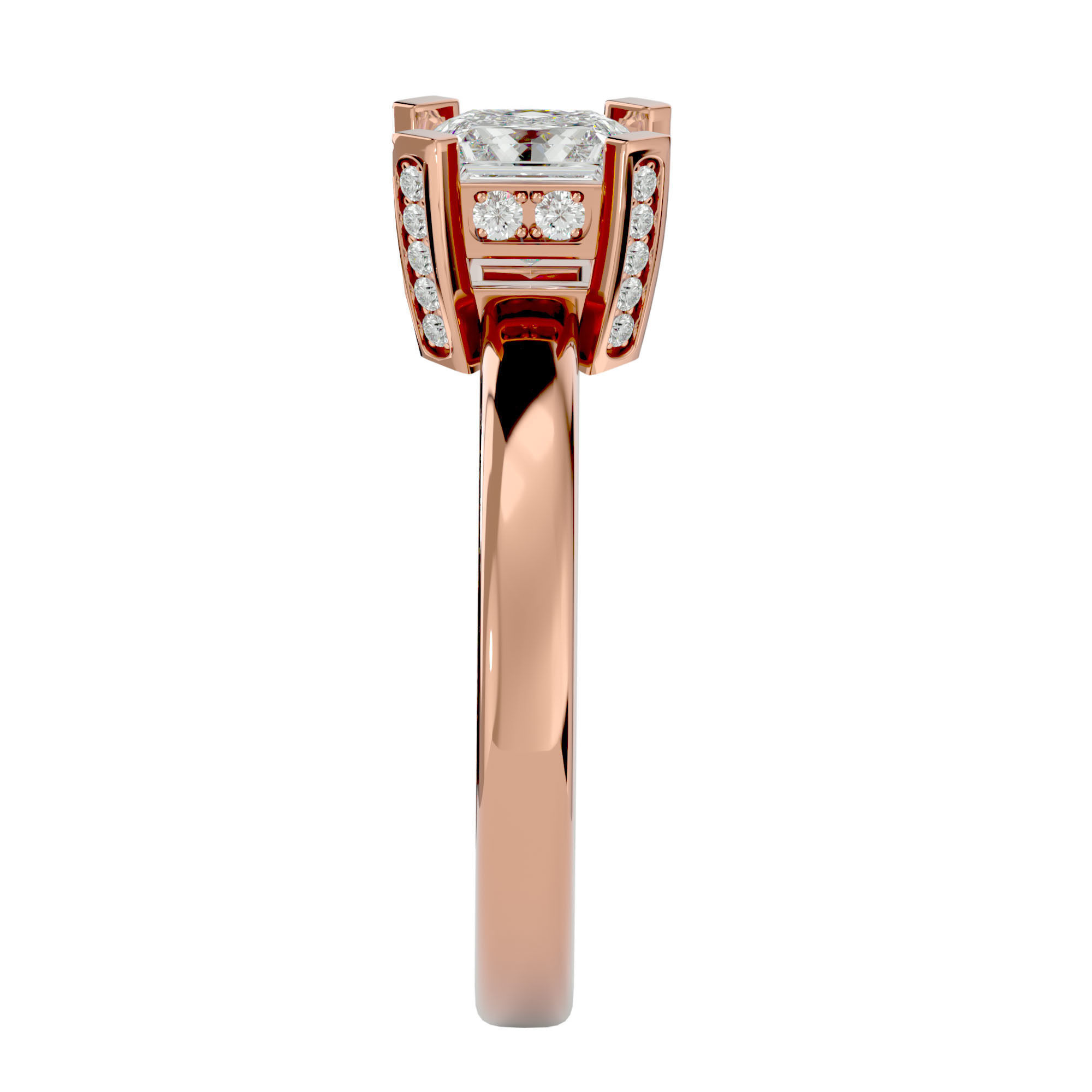 Single Princess diamond Women solitaire ring with 360 View 3D print model_9
