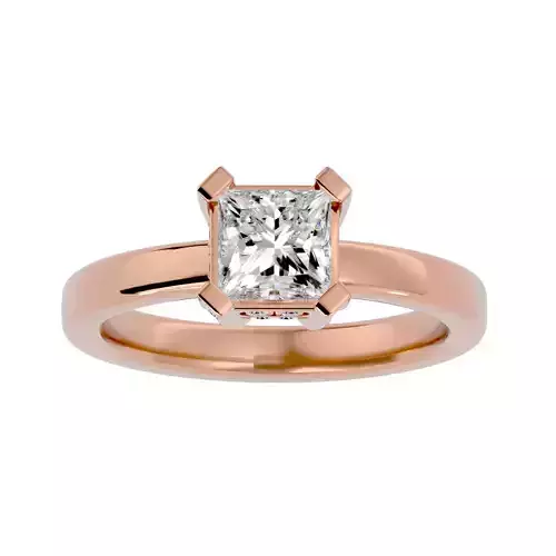 Single Princess diamond Women solitaire ring with 360 View 3D print model