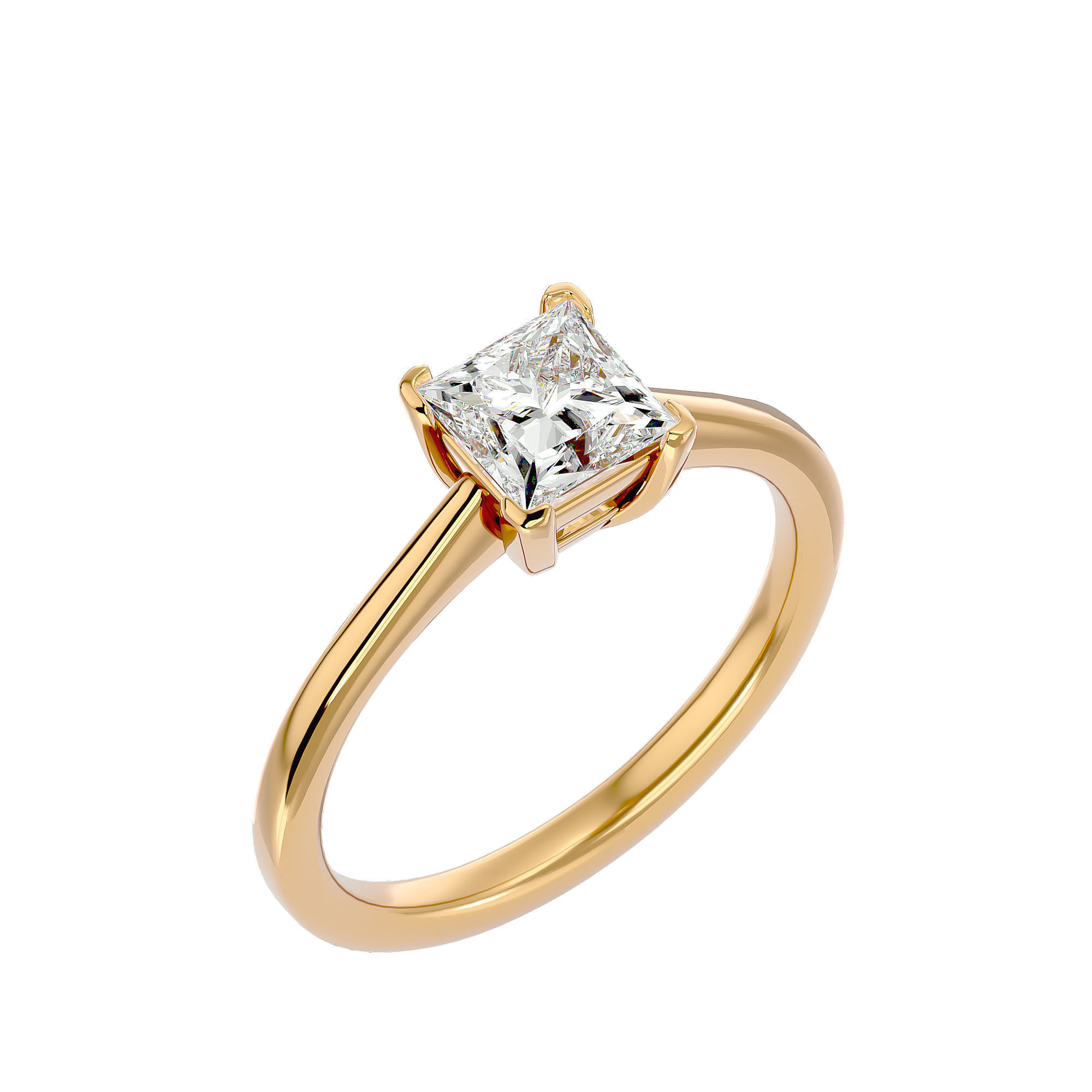 Single Princess diamond Women solitaire ring with 360 View 3D print model_12