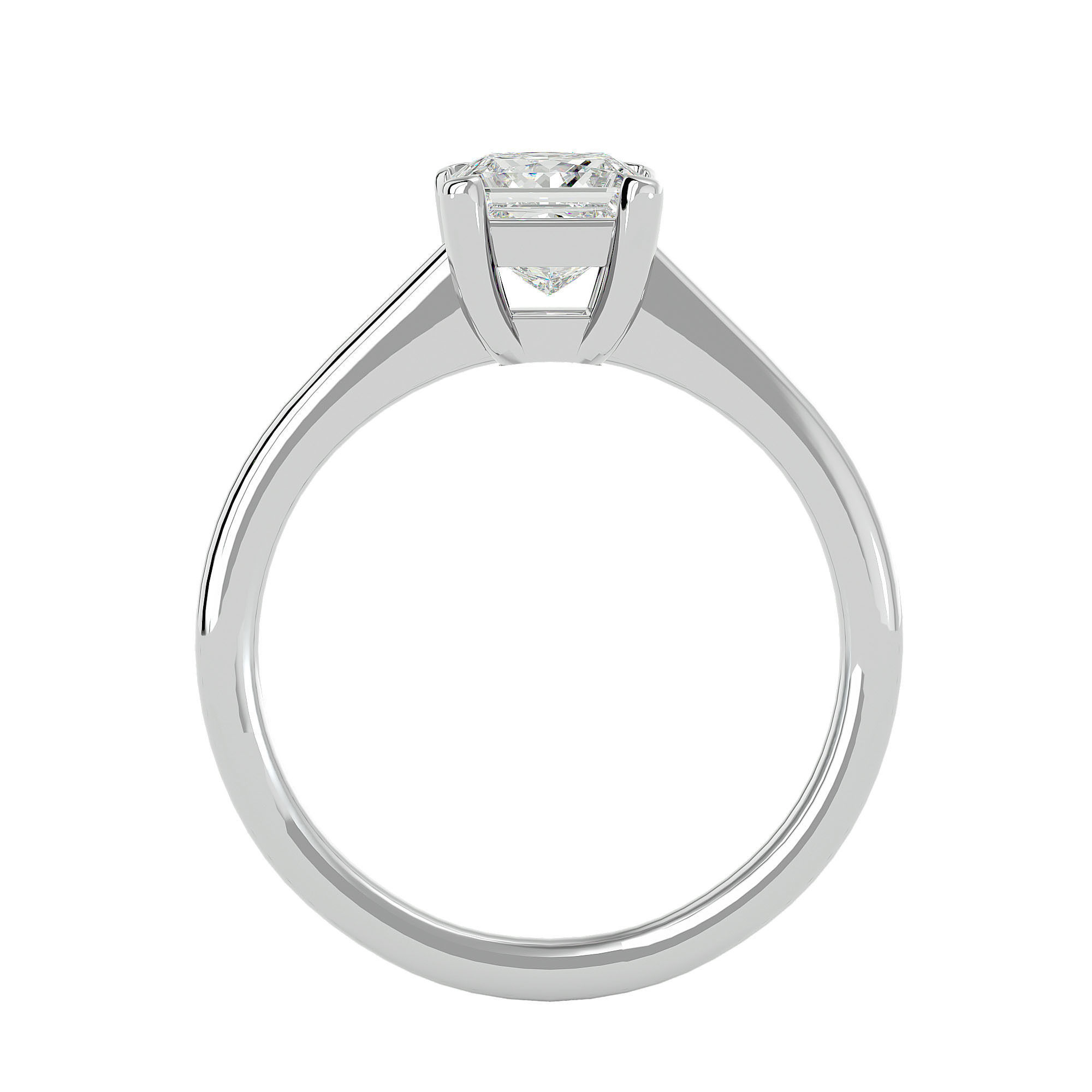 Single Princess diamond Women solitaire ring with 360 View 3D print model_5