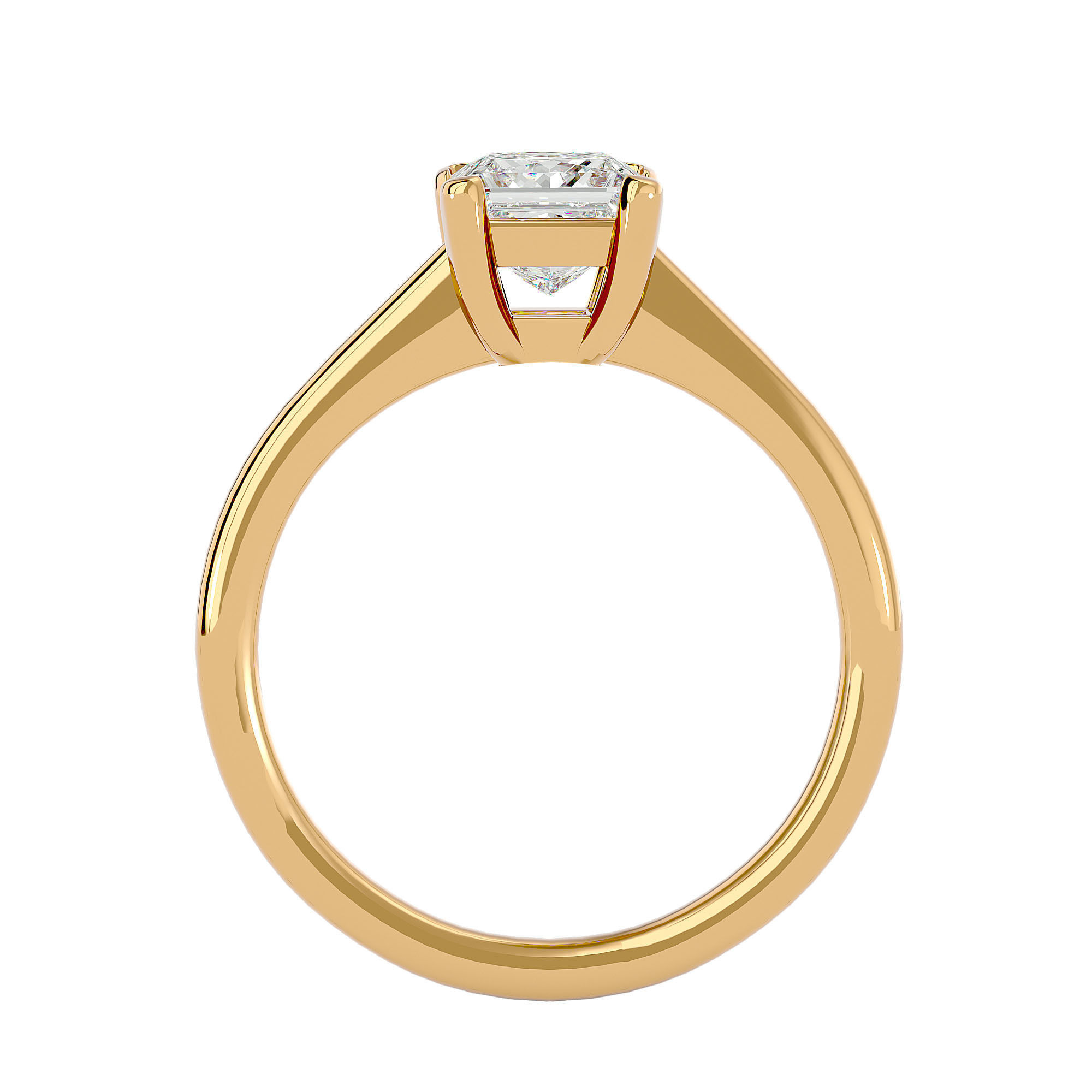 Single Princess diamond Women solitaire ring with 360 View 3D print model_6