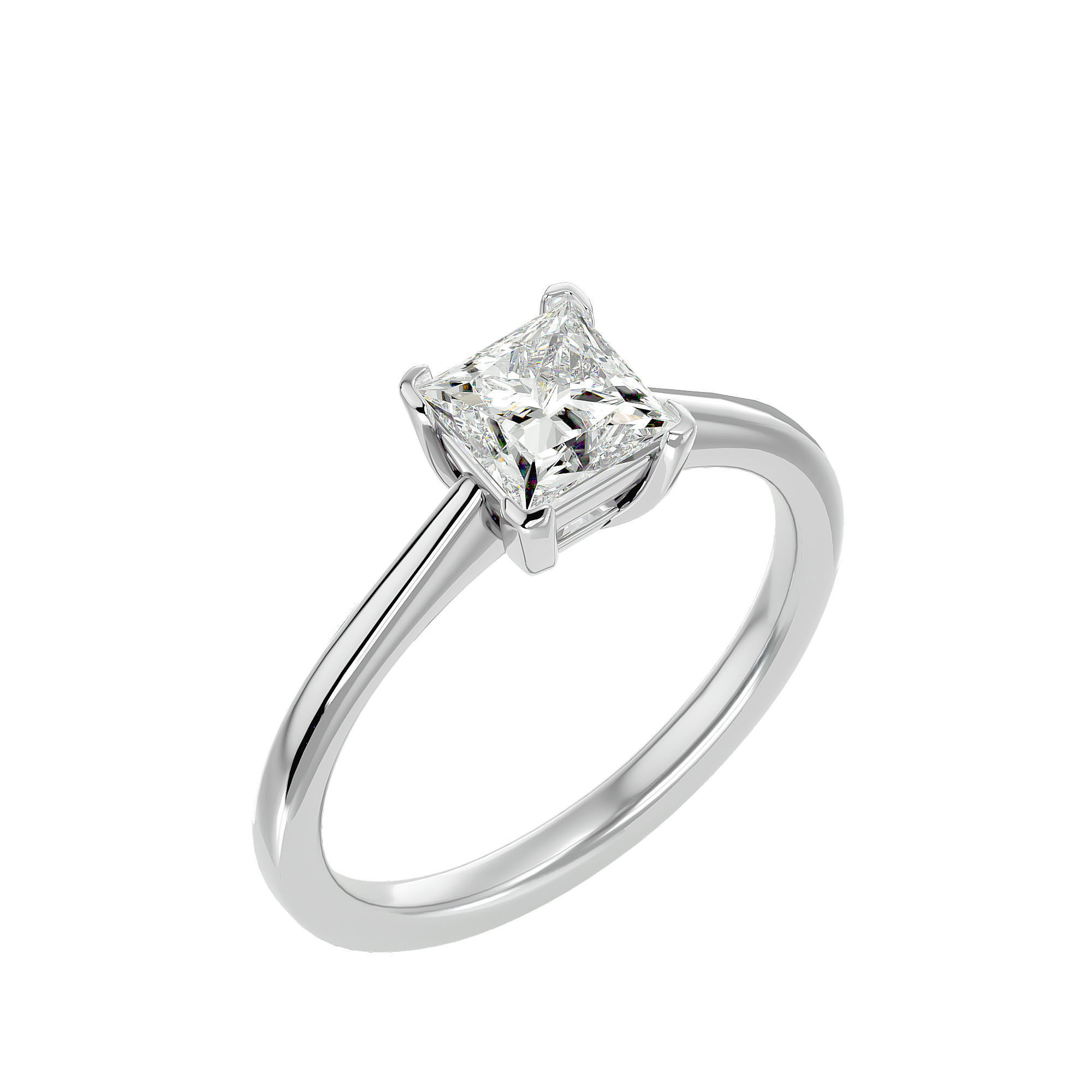 Single Princess diamond Women solitaire ring with 360 View 3D print model_11