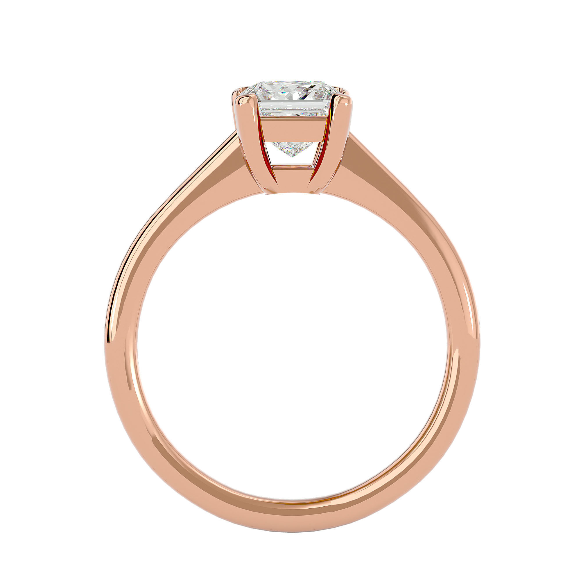 Single Princess diamond Women solitaire ring with 360 View 3D print model_7