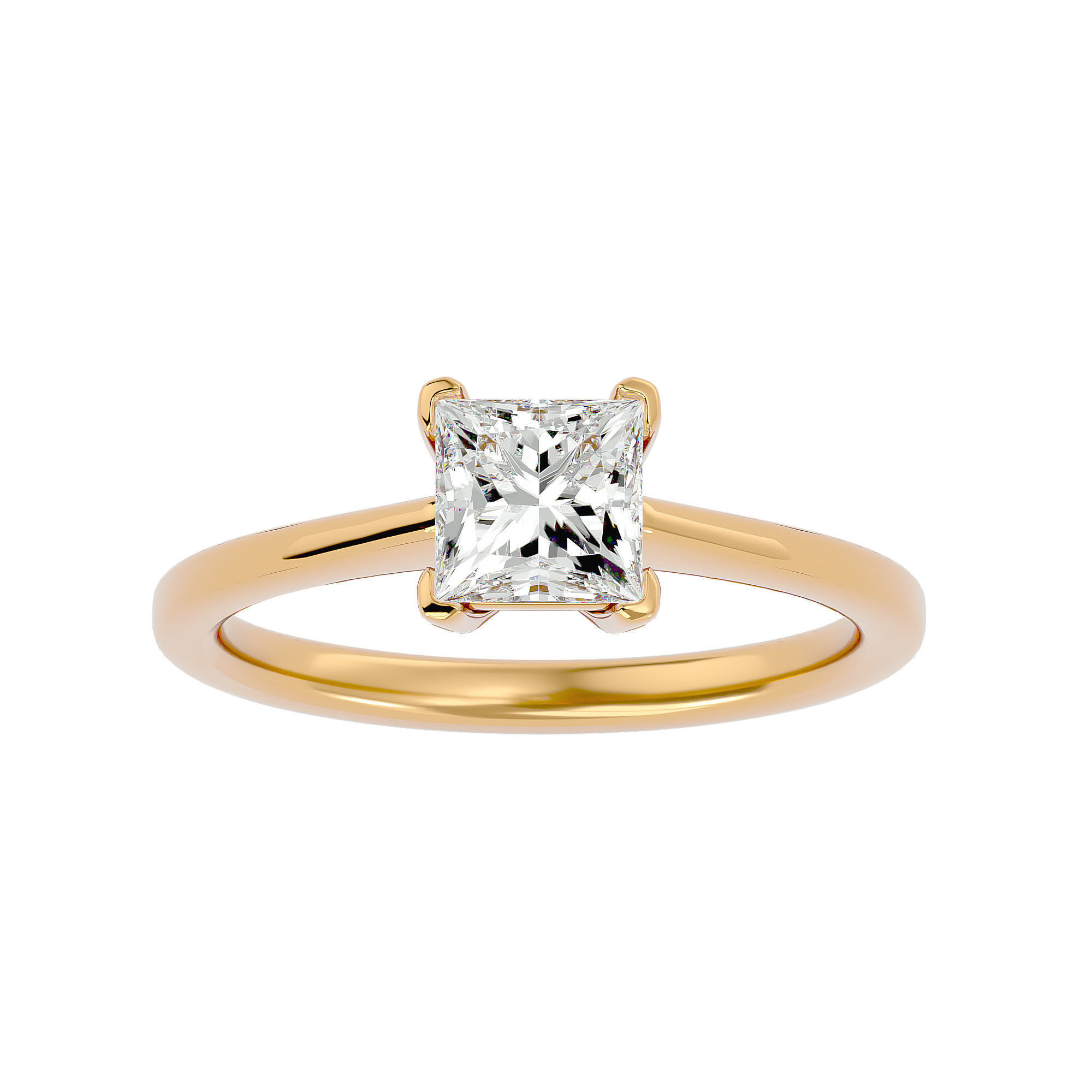 Single Princess diamond Women solitaire ring with 360 View 3D print model_2