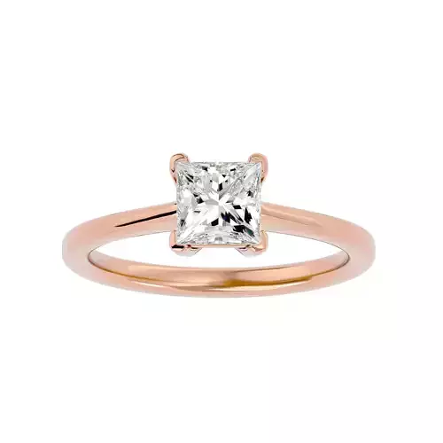 Single Princess diamond Women solitaire ring with 360 View 3D print model