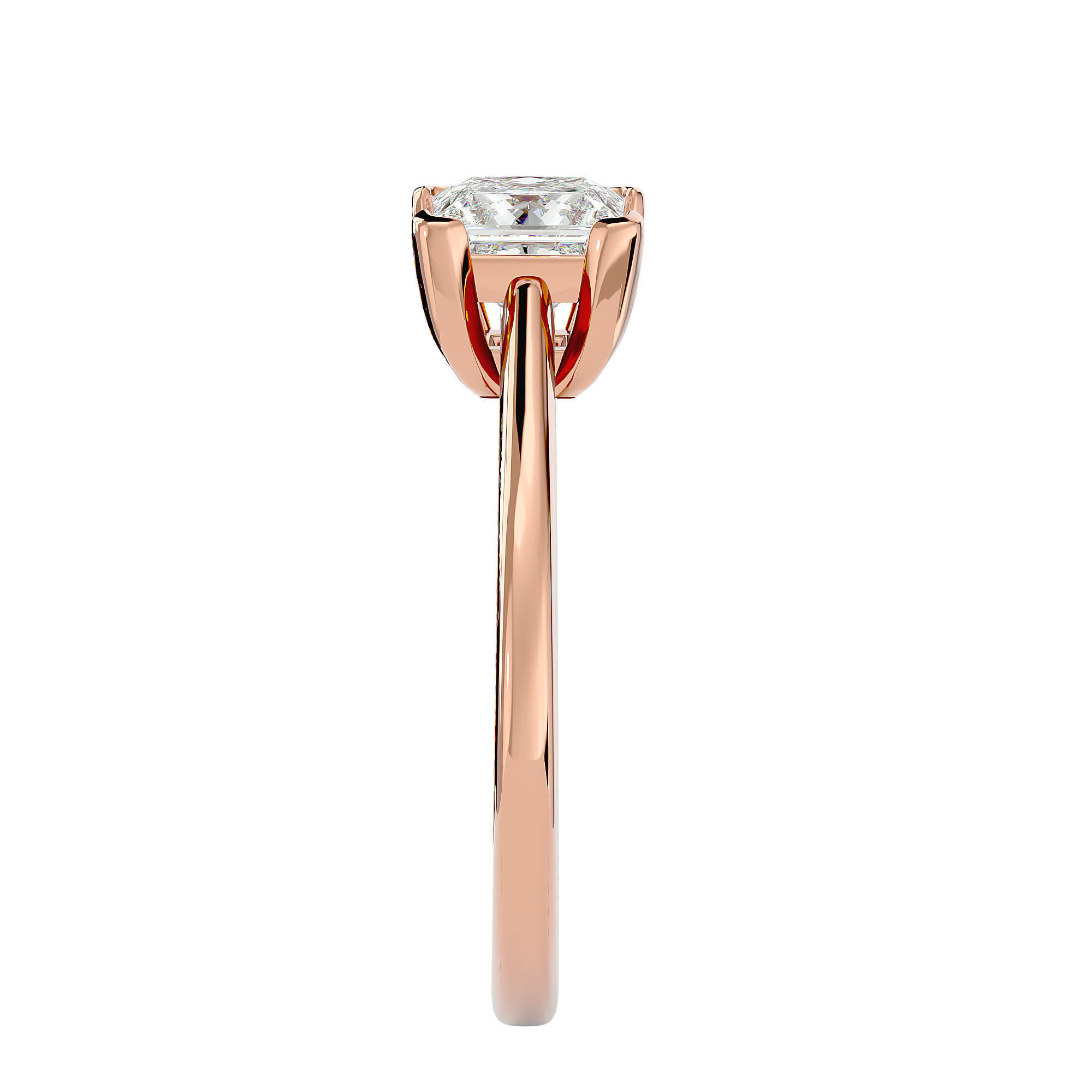 Single Princess diamond Women solitaire ring with 360 View 3D print model_9