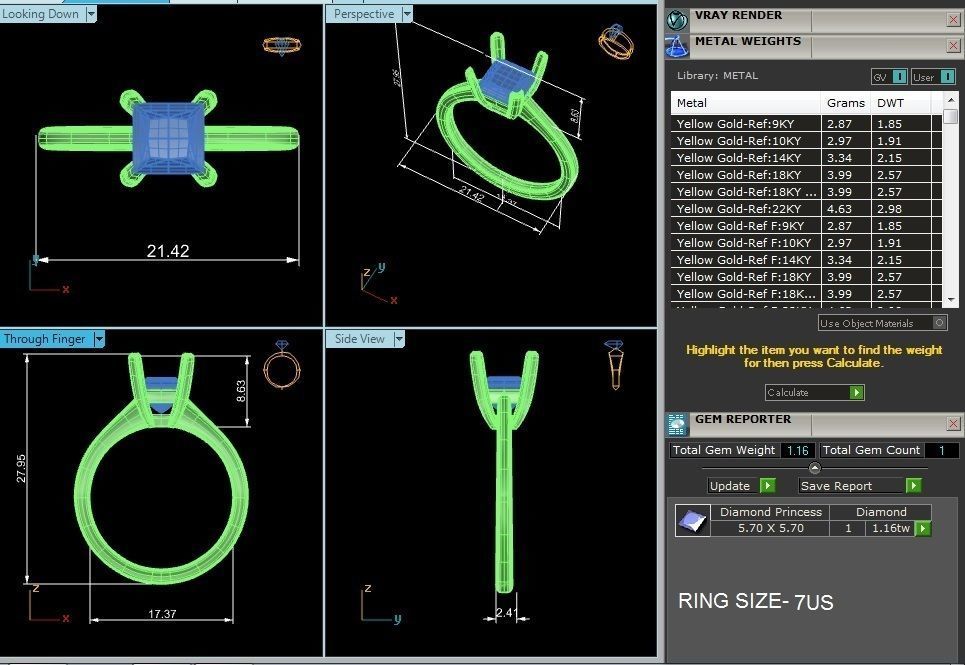Single Princess diamond Women solitaire ring with 360 View 3D print model_4