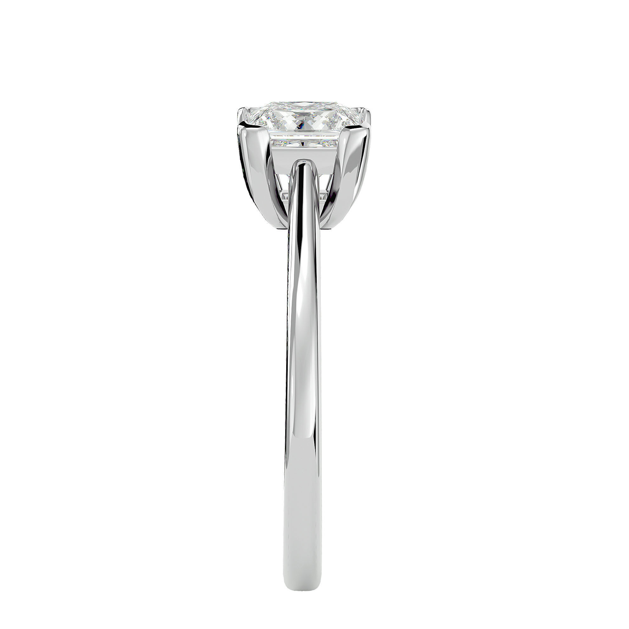 Single Princess diamond Women solitaire ring with 360 View 3D print model_10