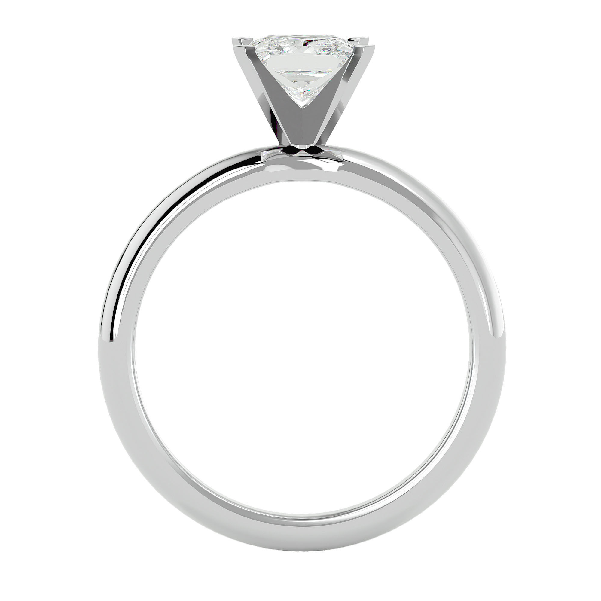Single Princess diamond Women solitaire ring with 360 View 3D print model_4