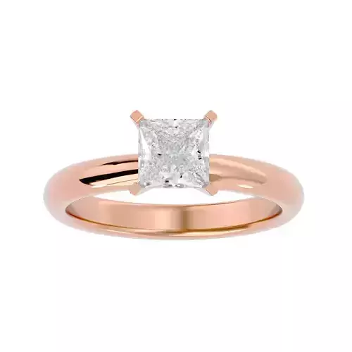 Single Princess diamond Women solitaire ring with 360 View 3D print model
