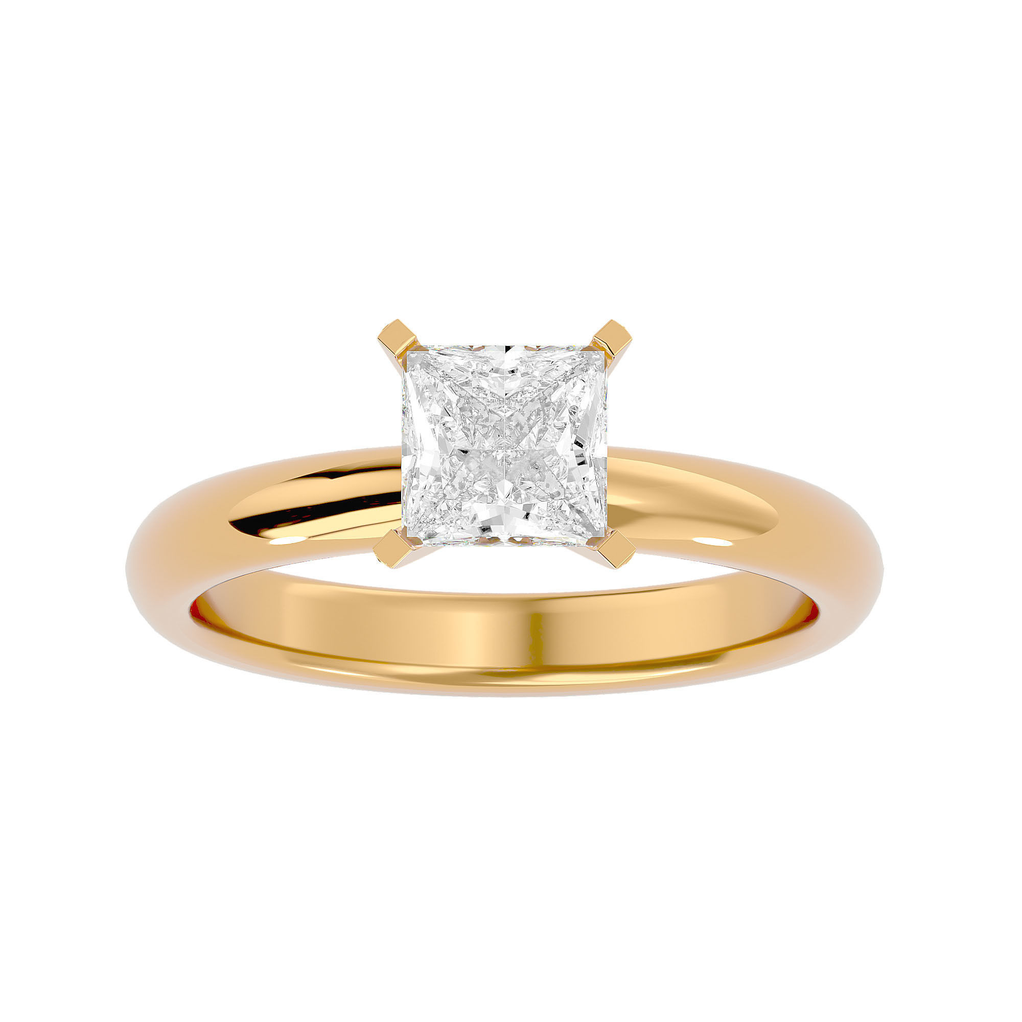 Single Princess diamond Women solitaire ring with 360 View 3D print model_2