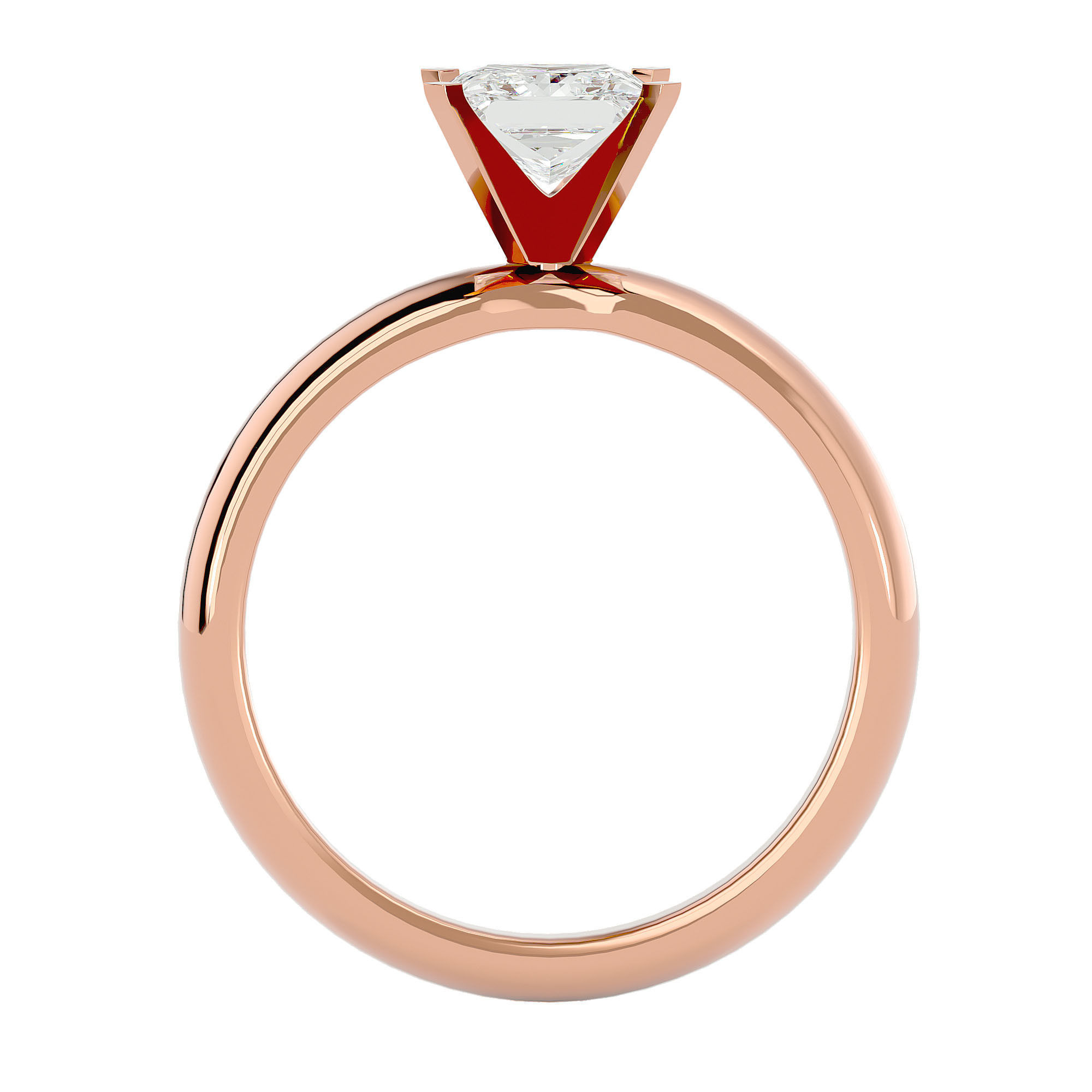 Single Princess diamond Women solitaire ring with 360 View 3D print model_7