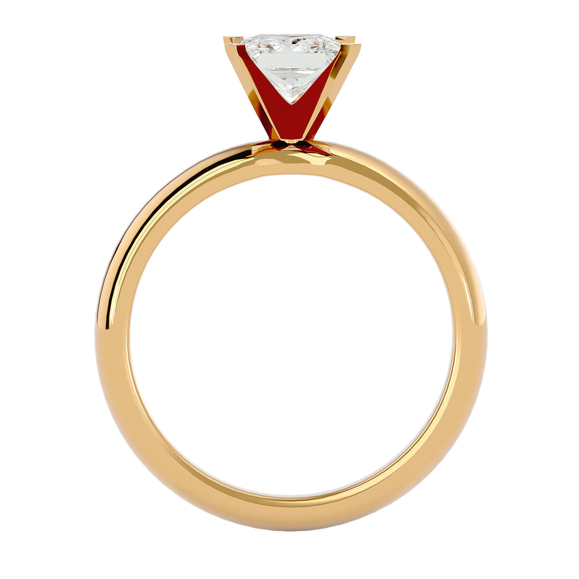 Single Princess diamond Women solitaire ring with 360 View 3D print model_5