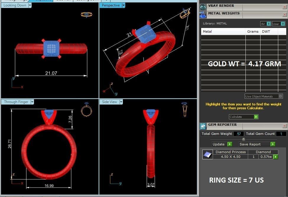 Single Princess diamond Women solitaire ring with 360 View 3D print model_6