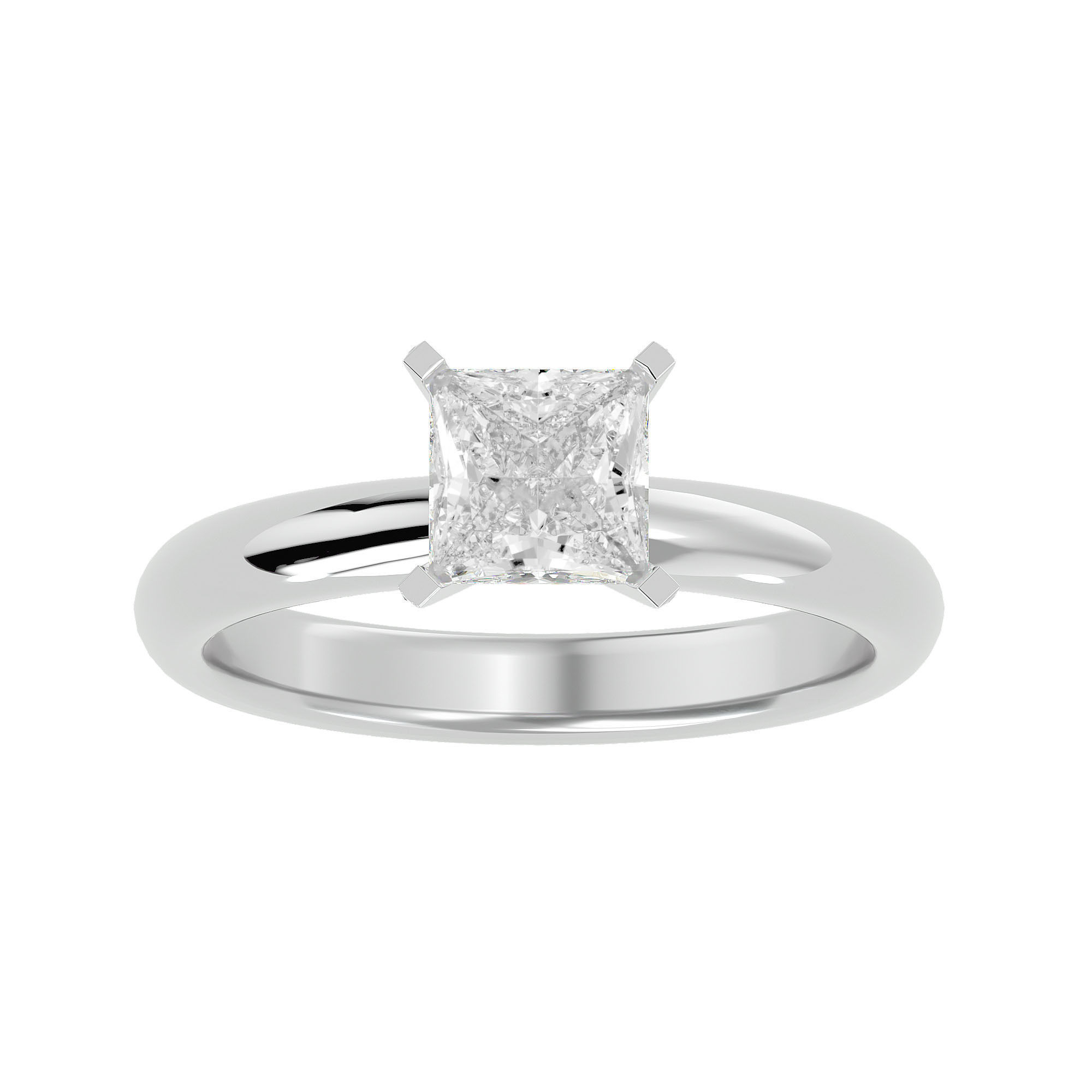 Single Princess diamond Women solitaire ring with 360 View 3D print model_3