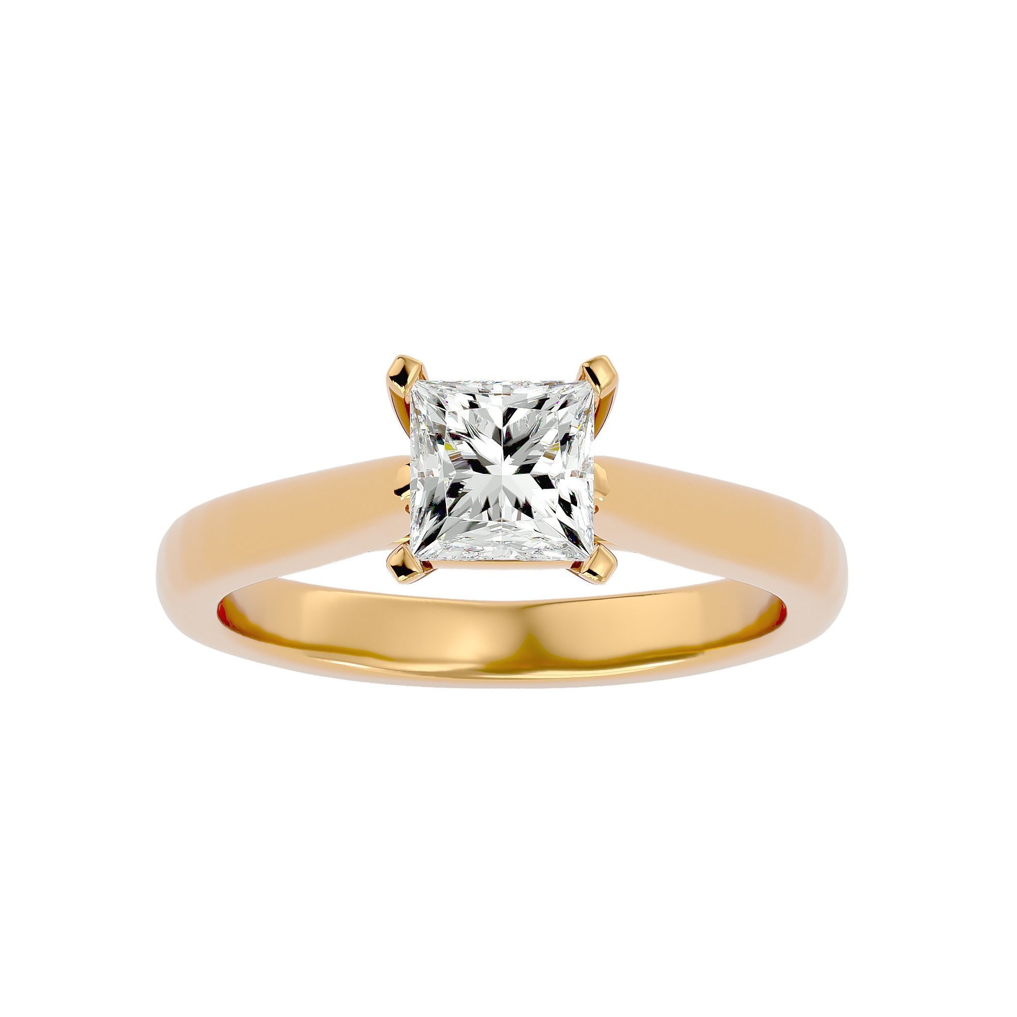 Single Princess diamond Women solitaire ring with 360 View 3D print model_14