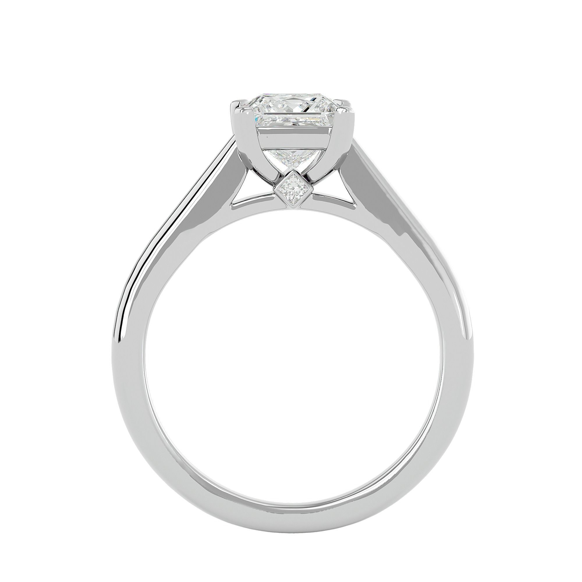 Single Princess diamond Women solitaire ring with 360 View 3D print model_9