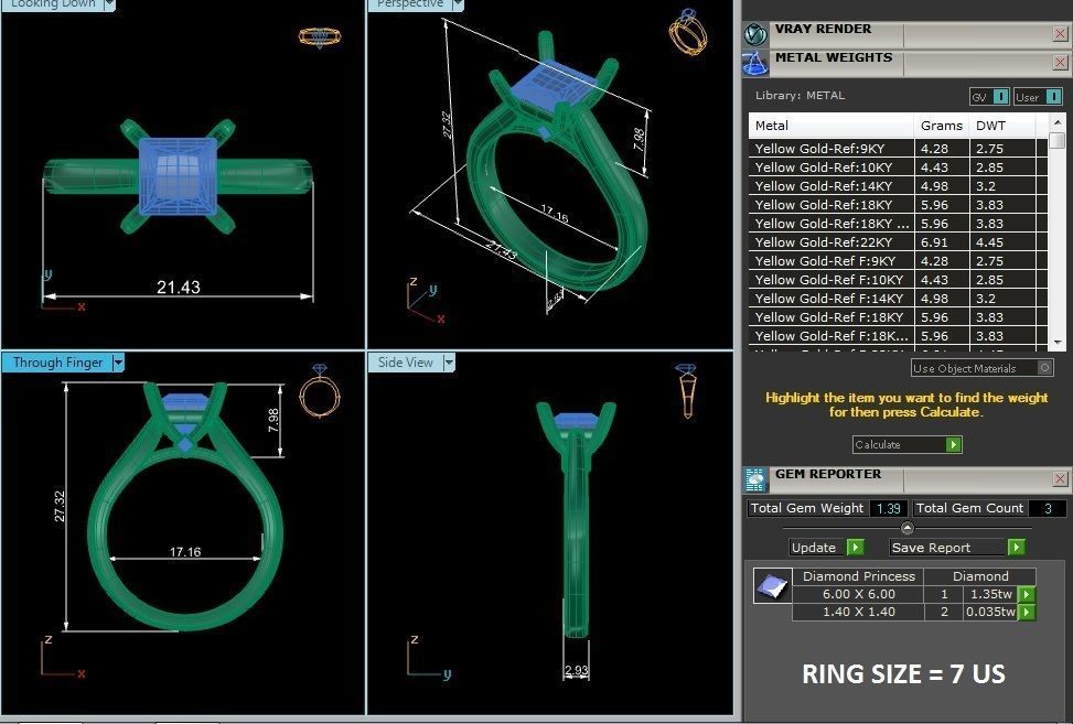 Single Princess diamond Women solitaire ring with 360 View 3D print model_2