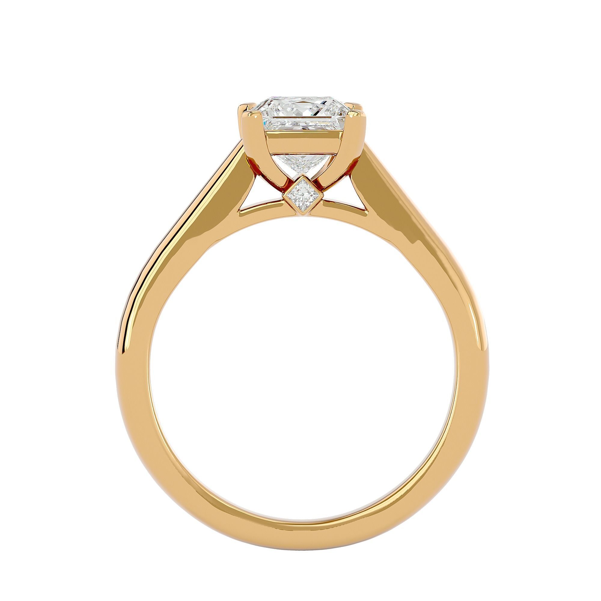 Single Princess diamond Women solitaire ring with 360 View 3D print model_15