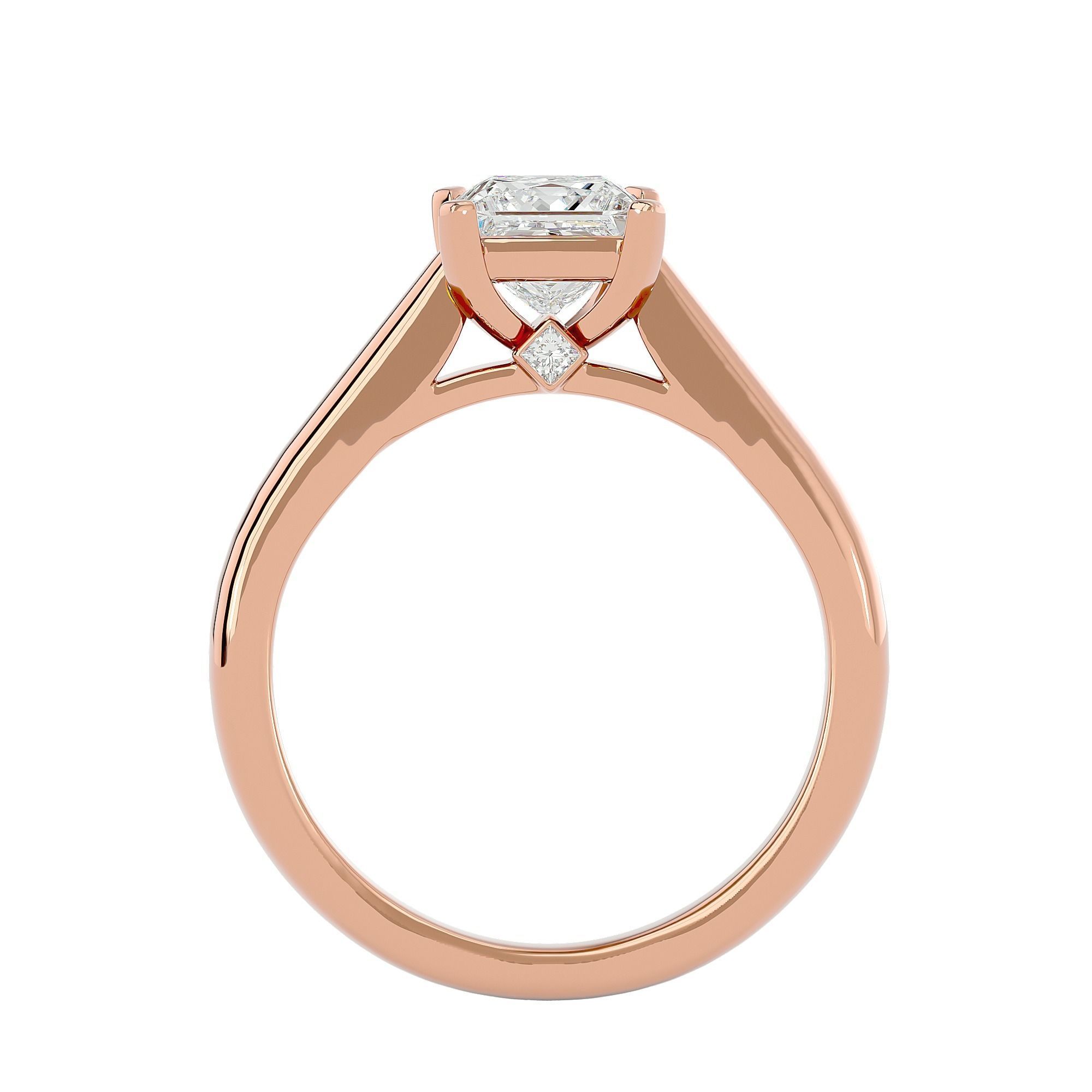 Single Princess diamond Women solitaire ring with 360 View 3D print model_10
