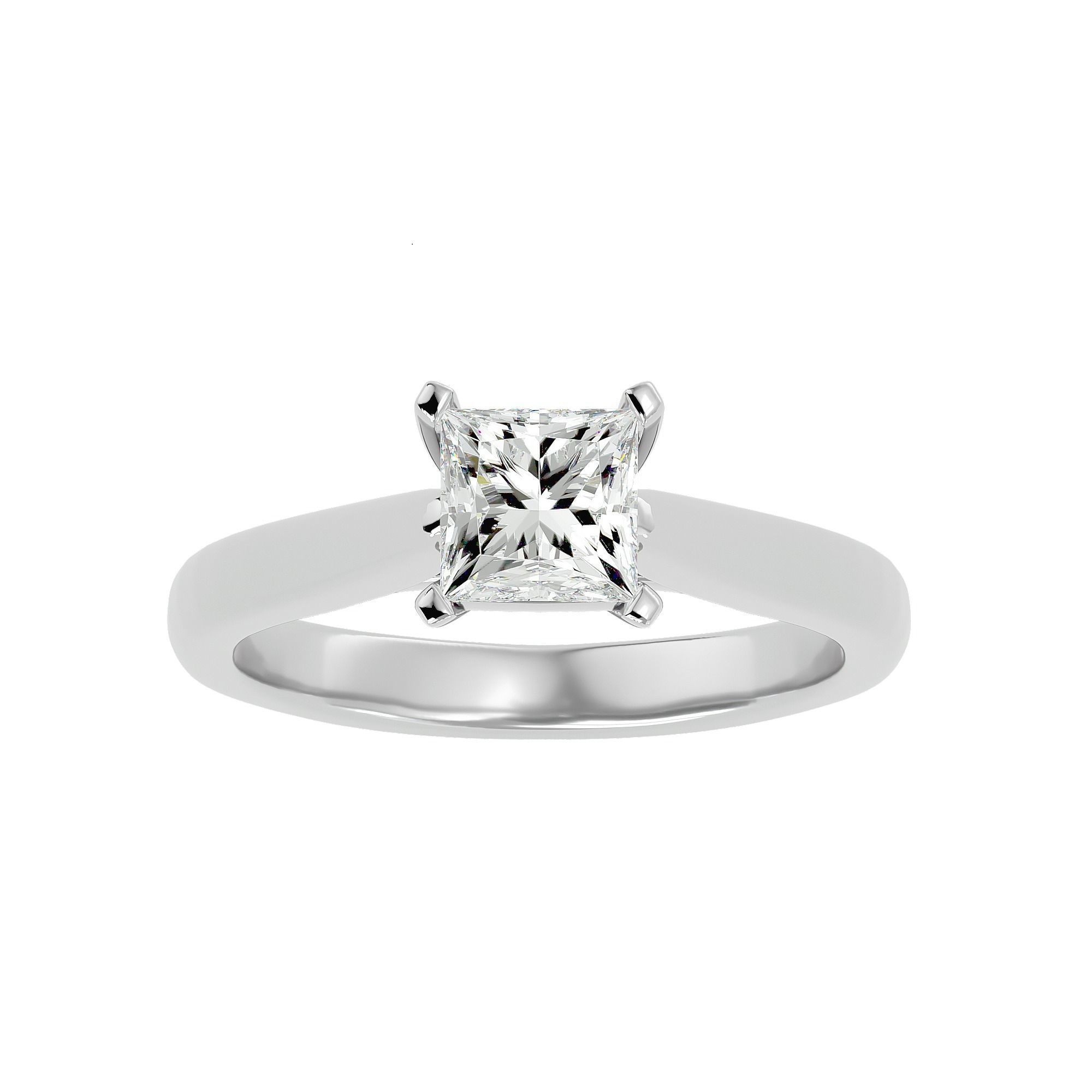 Single Princess diamond Women solitaire ring with 360 View 3D print model_8