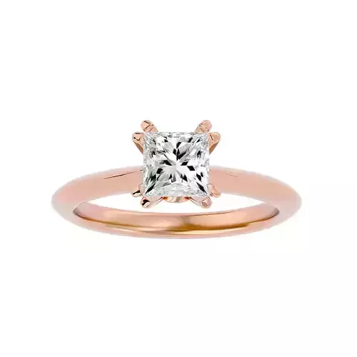 Single Princess diamond Women solitaire ring with 360 View 3D print model