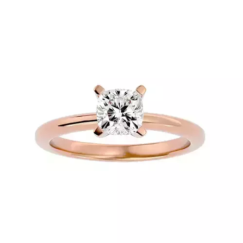 Single Round diamond Women solitaire ring with 360 View 3D print model