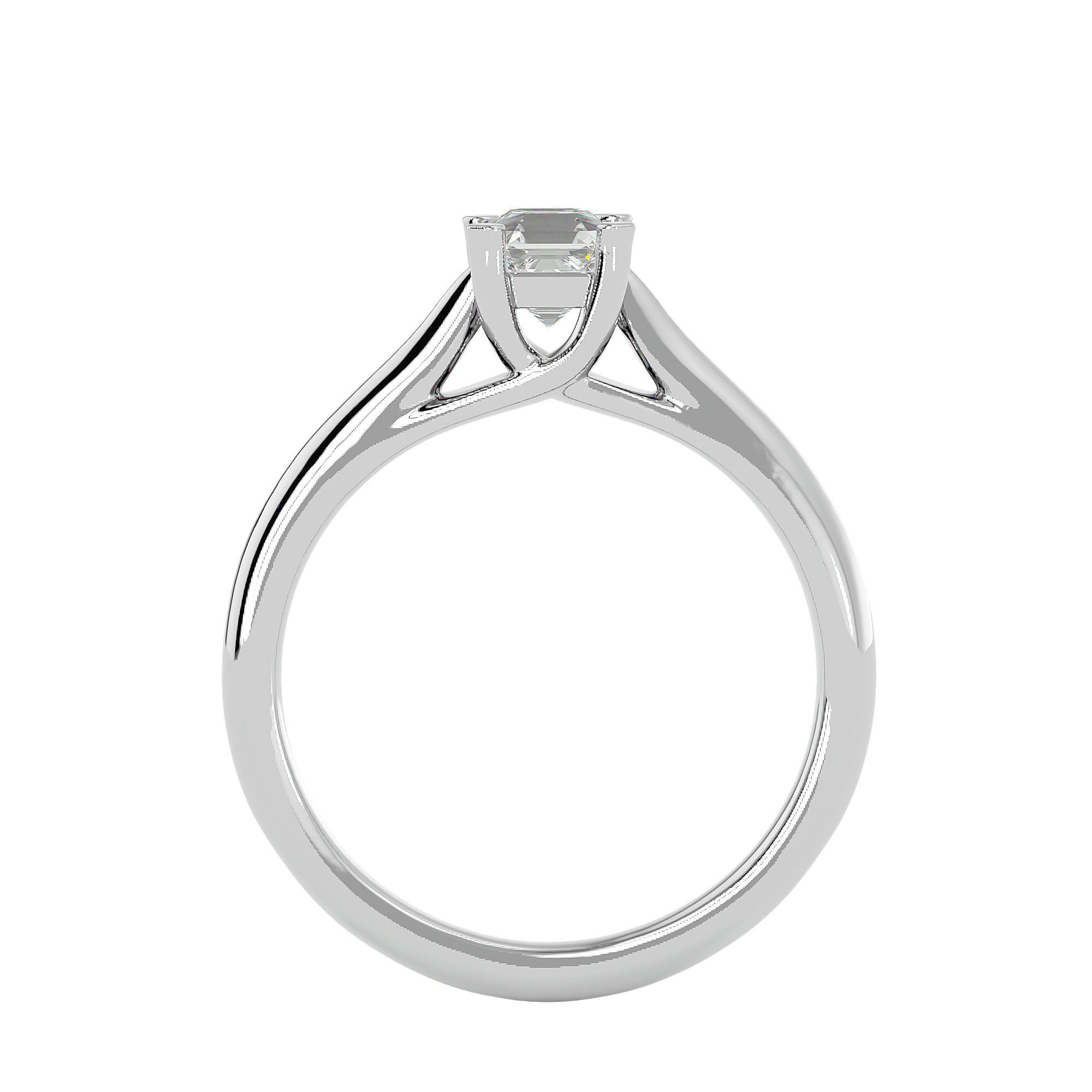 Single Round diamond Women solitaire ring with 360 View 3D print model_4