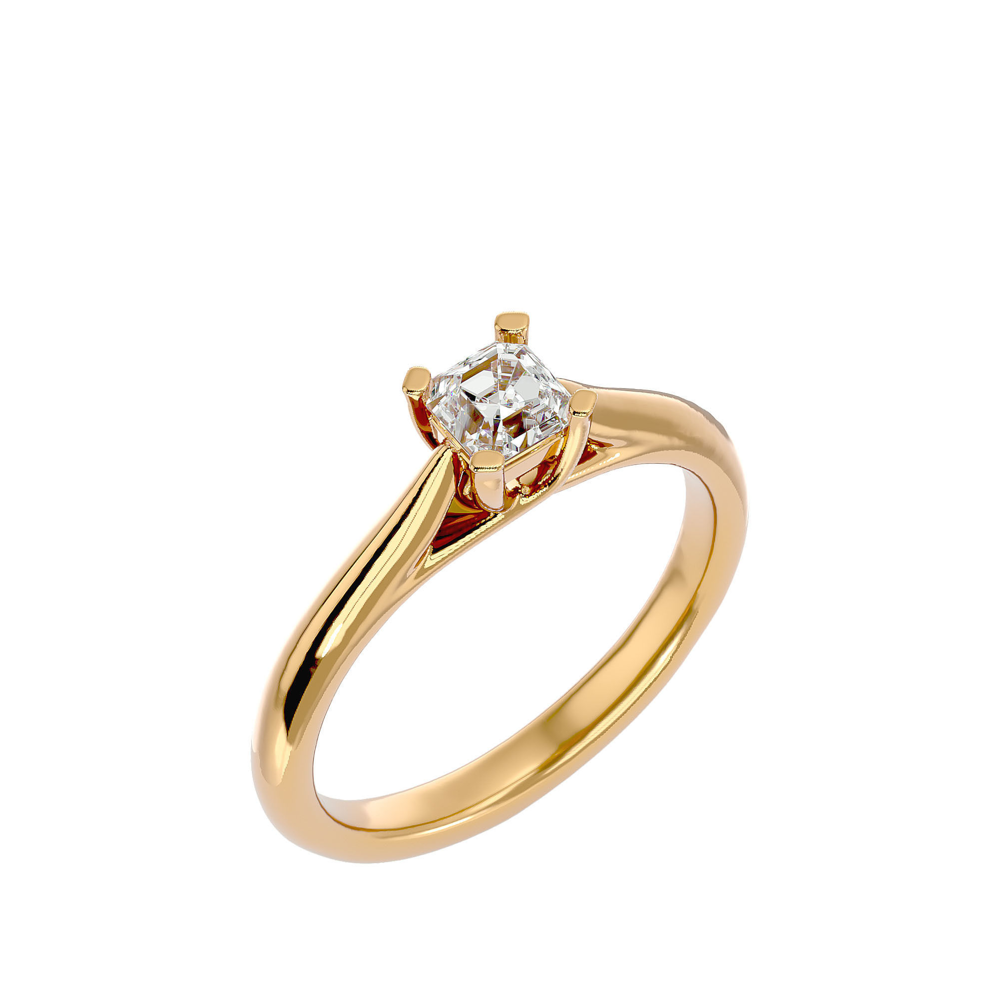 Single Round diamond Women solitaire ring with 360 View 3D print model_12
