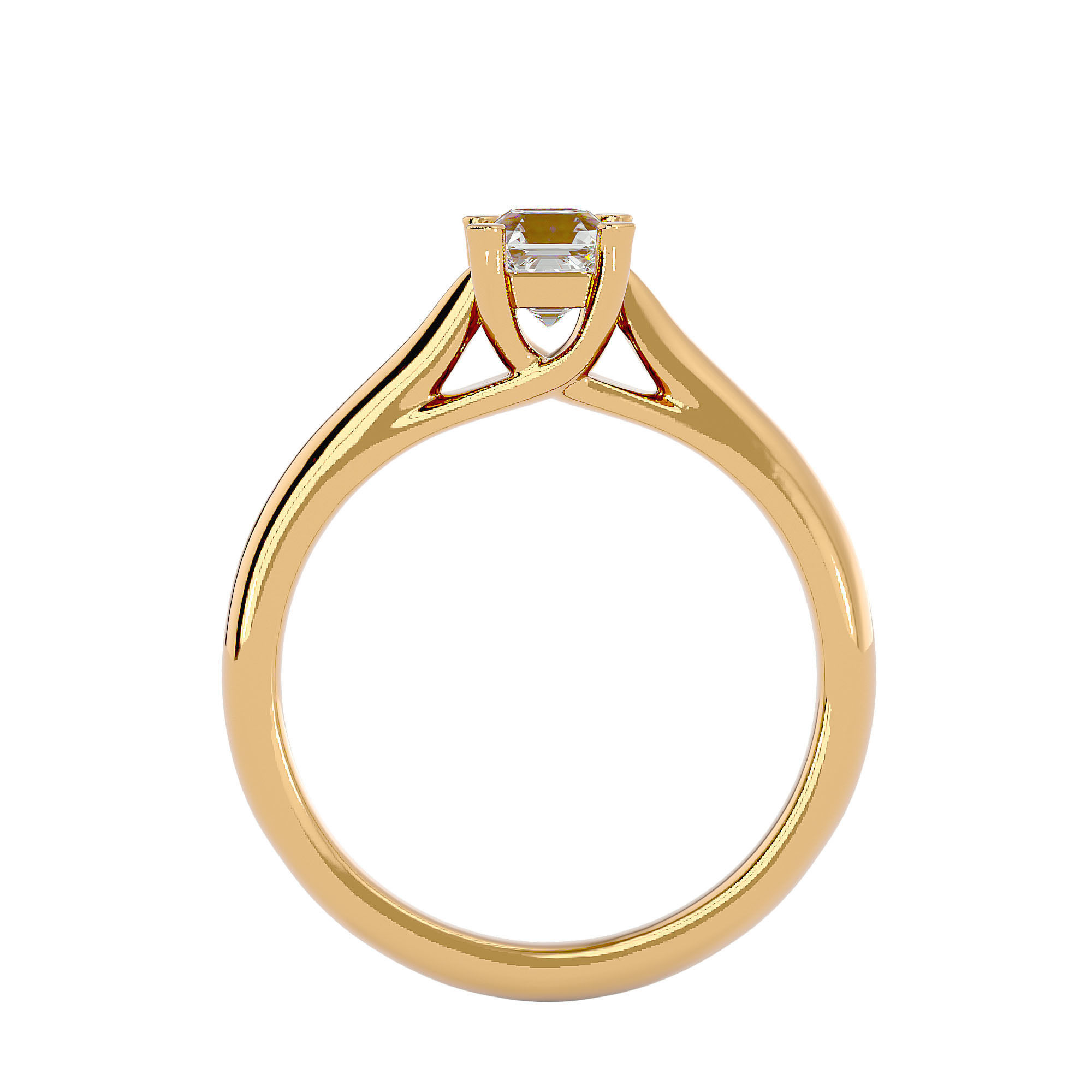 Single Round diamond Women solitaire ring with 360 View 3D print model_5