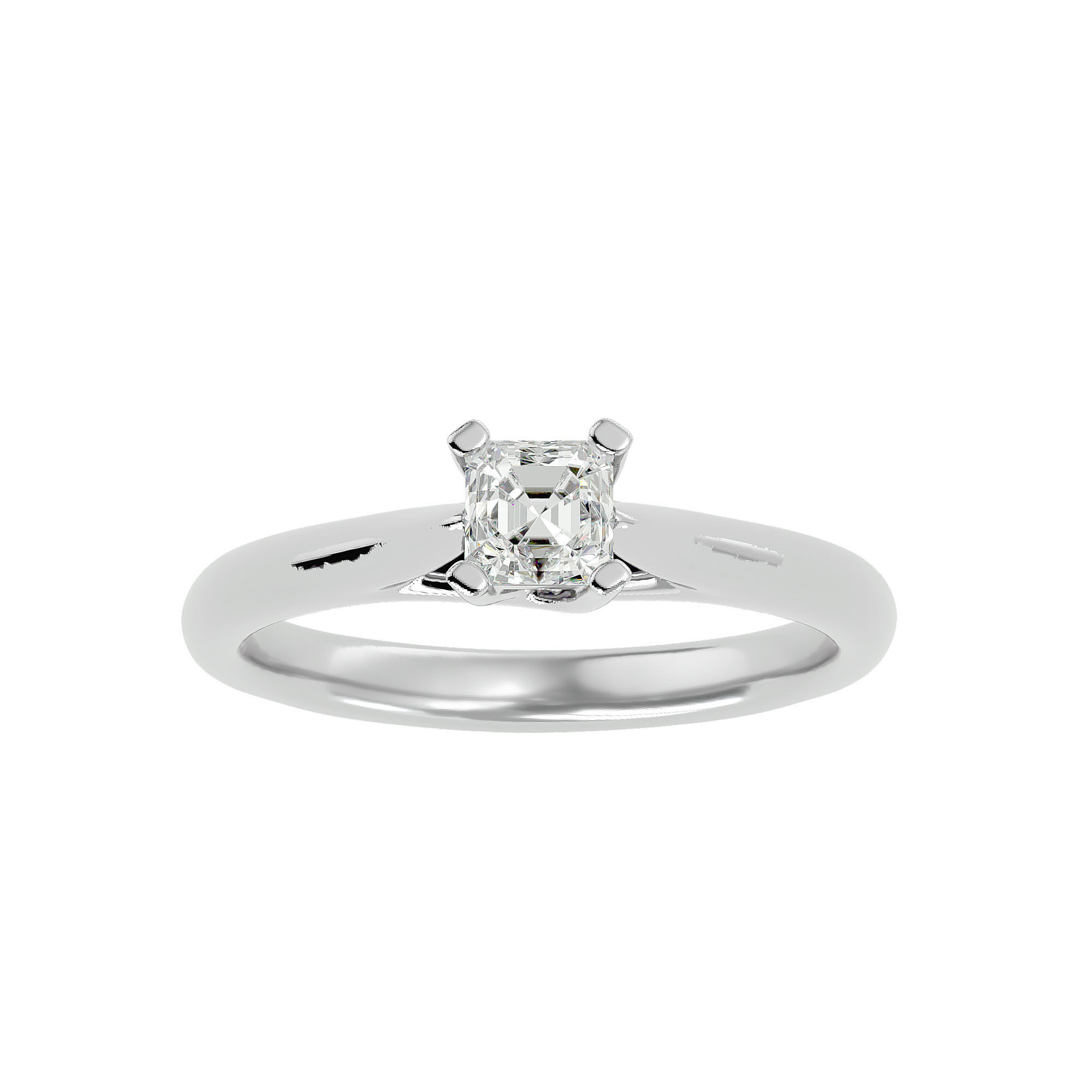 Single Round diamond Women solitaire ring with 360 View 3D print model_3