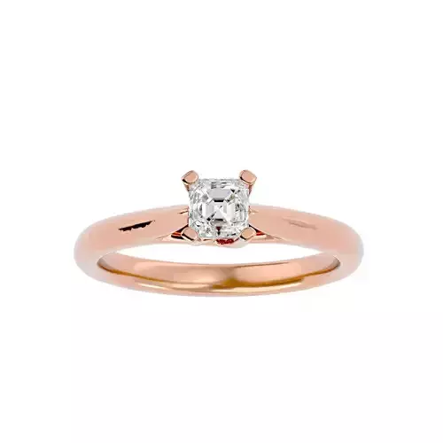Single Round diamond Women solitaire ring with 360 View 3D print model
