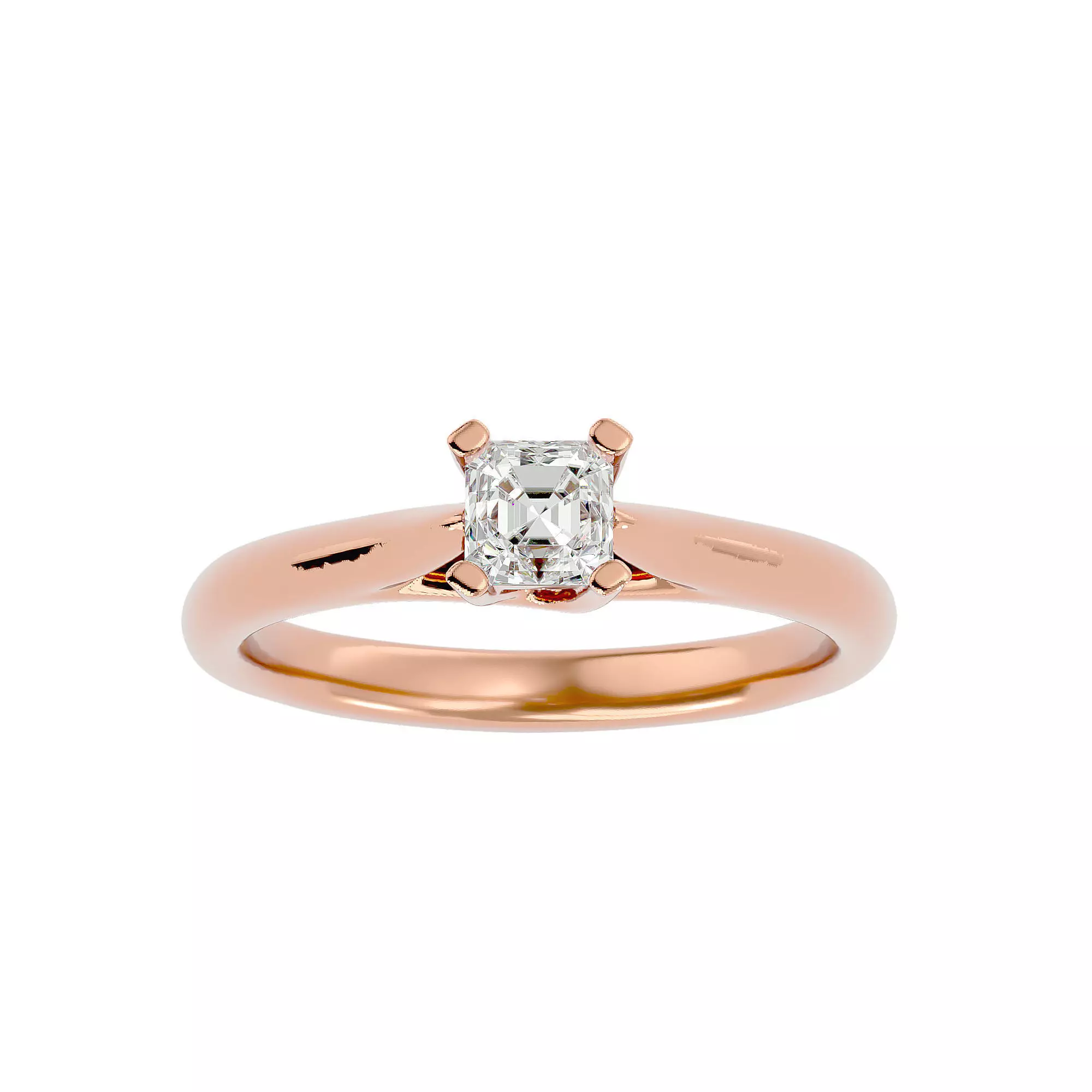 Single Round diamond Women solitaire ring with 360 View 3D print model_0