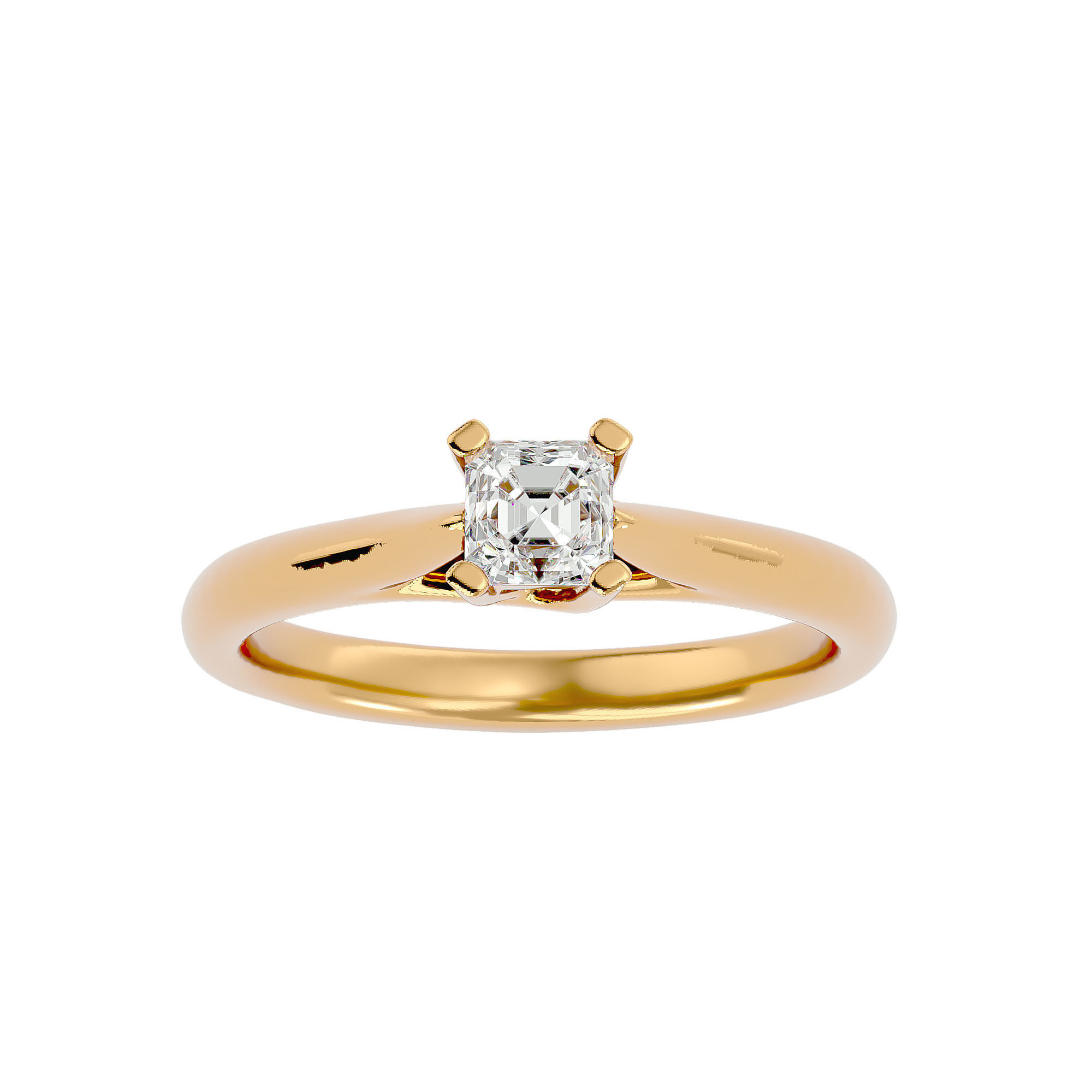 Single Round diamond Women solitaire ring with 360 View 3D print model_2