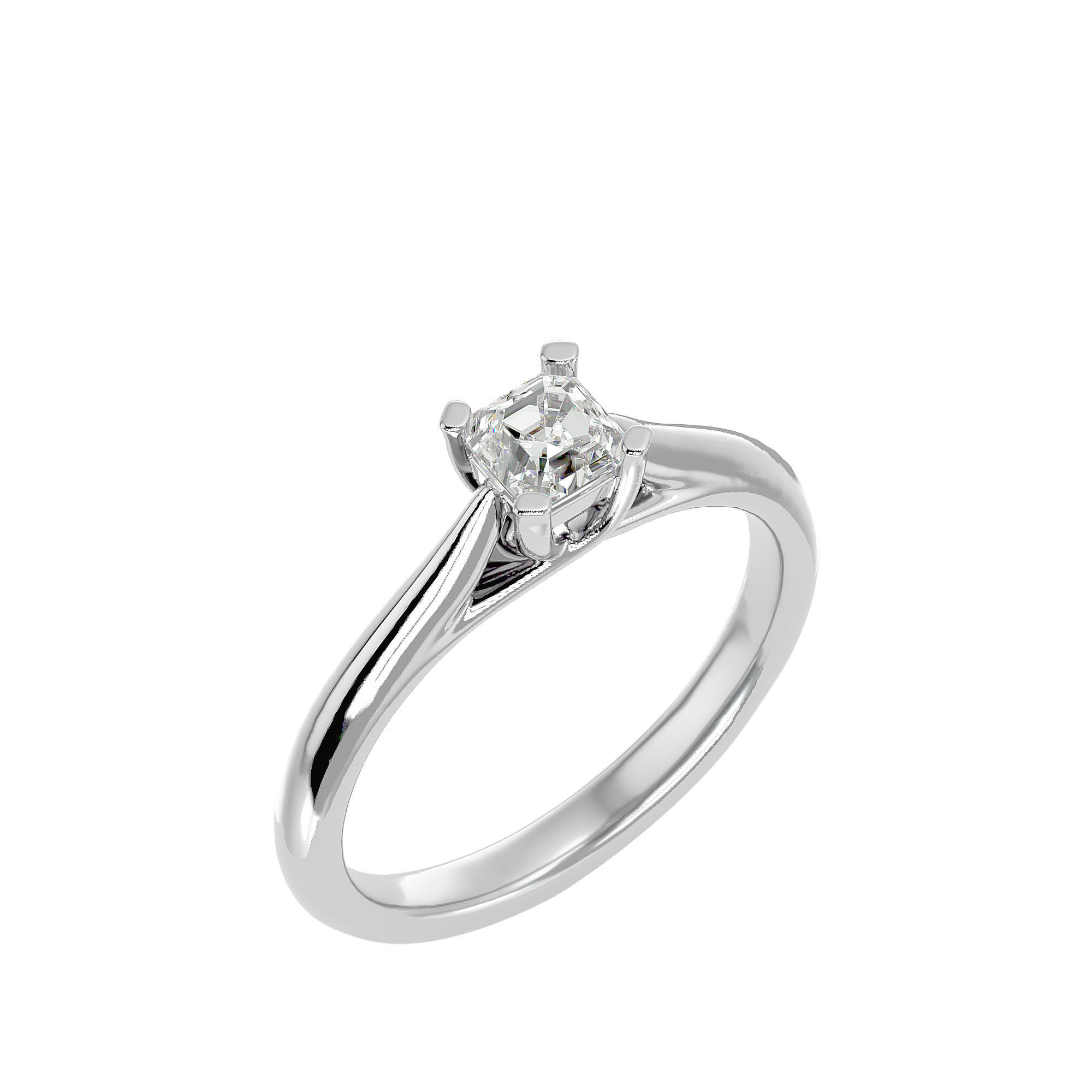 Single Round diamond Women solitaire ring with 360 View 3D print model_11