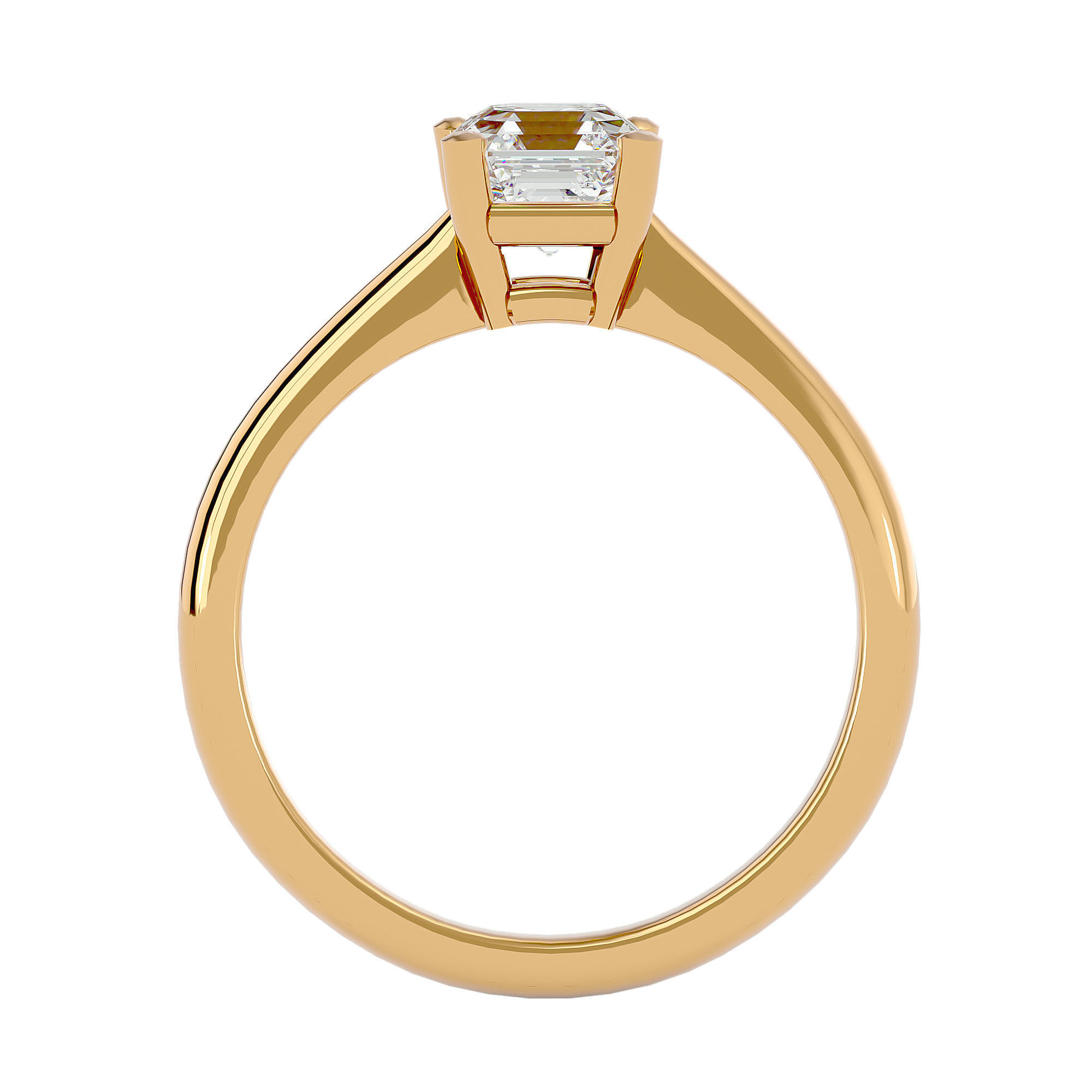 Single Princess diamond Women solitaire ring with 360 View 3D print model_5