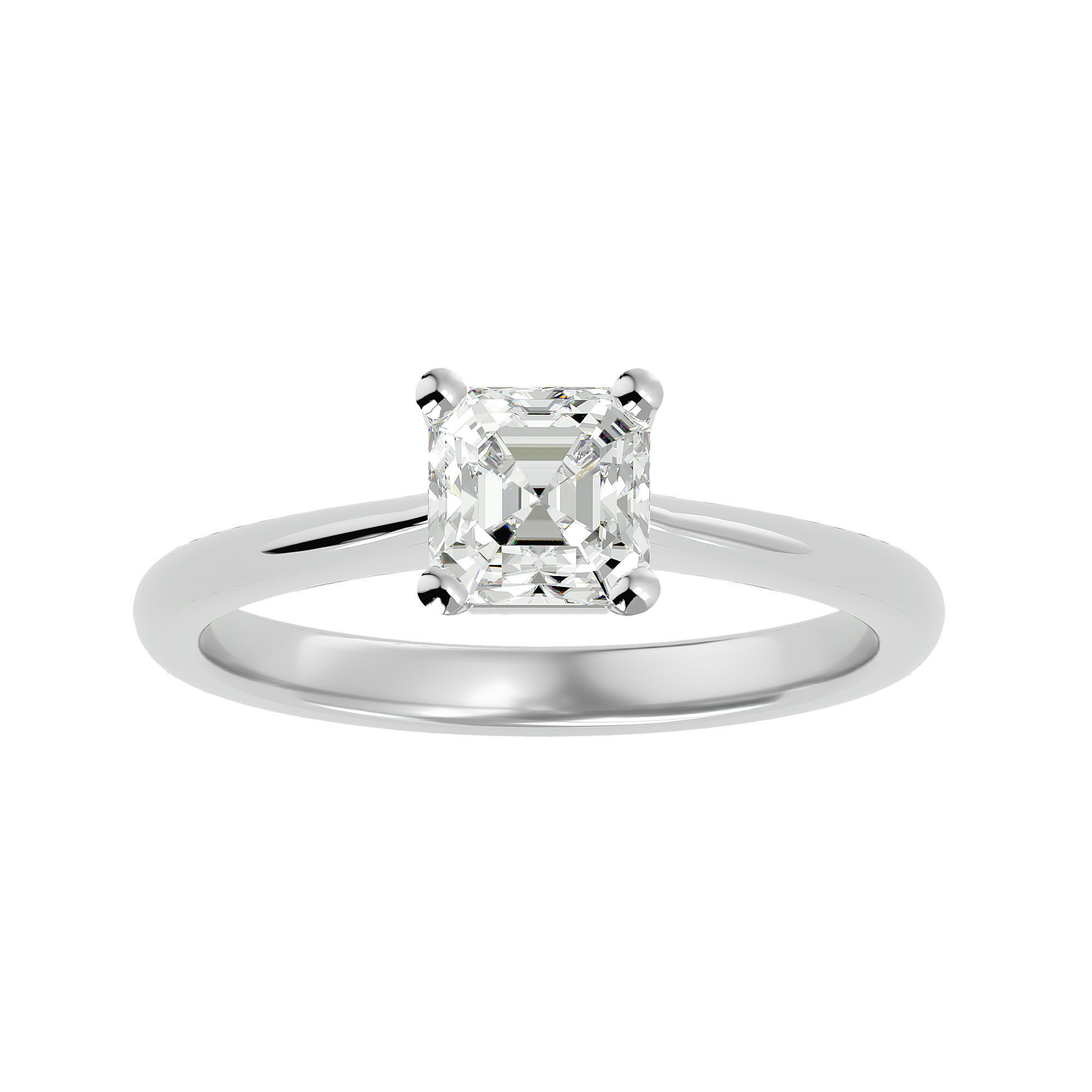 Single Princess diamond Women solitaire ring with 360 View 3D print model_3