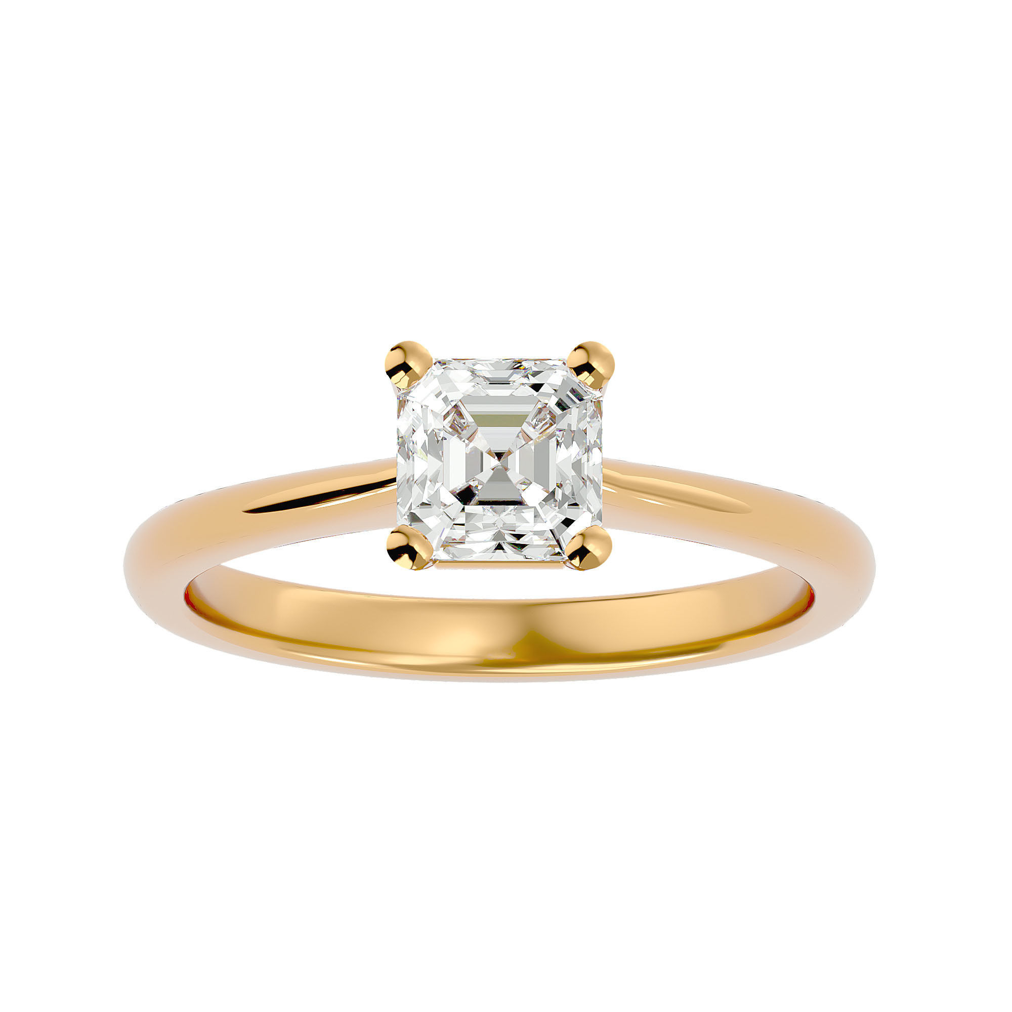 Single Princess diamond Women solitaire ring with 360 View 3D print model_2