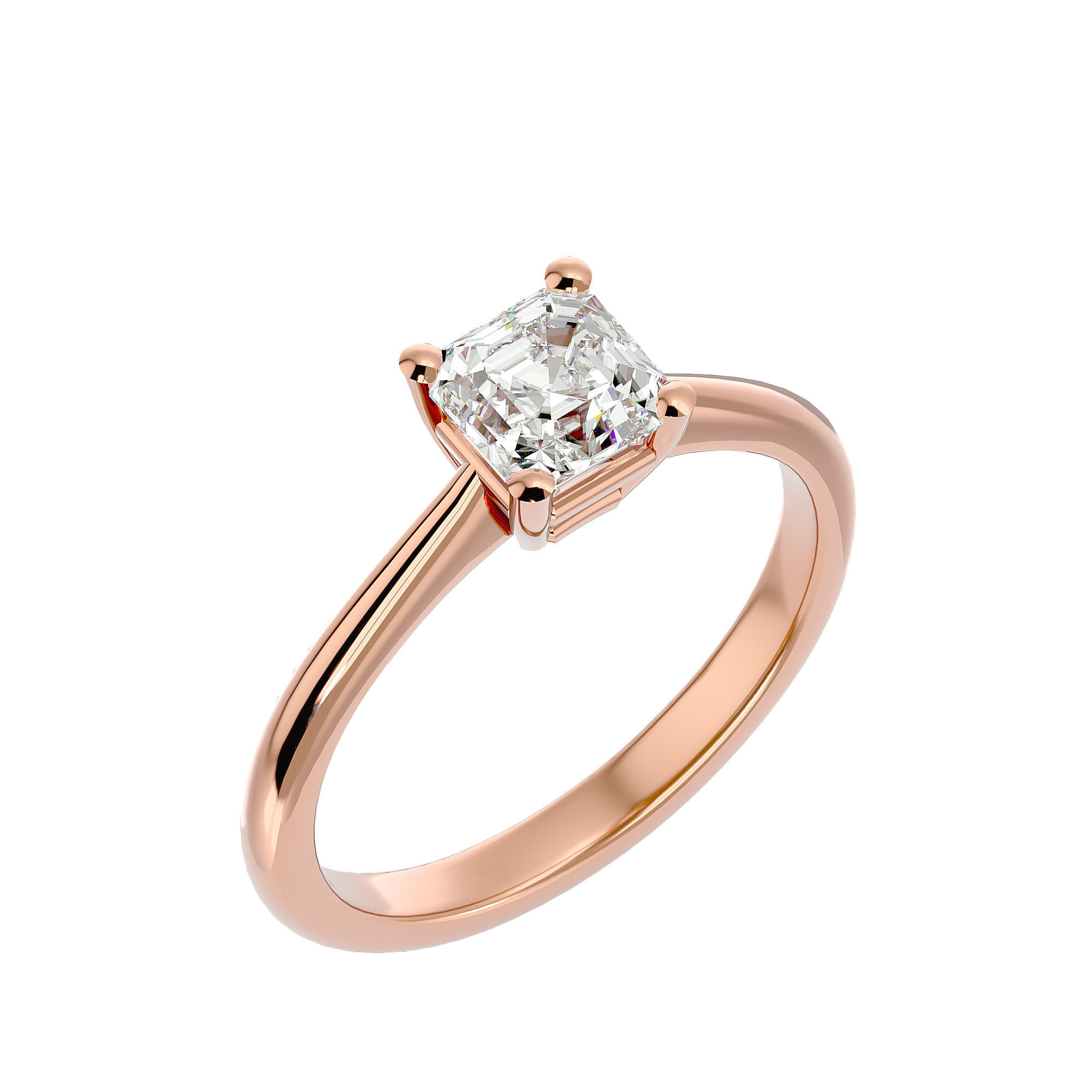 Single Princess diamond Women solitaire ring with 360 View 3D print model_13