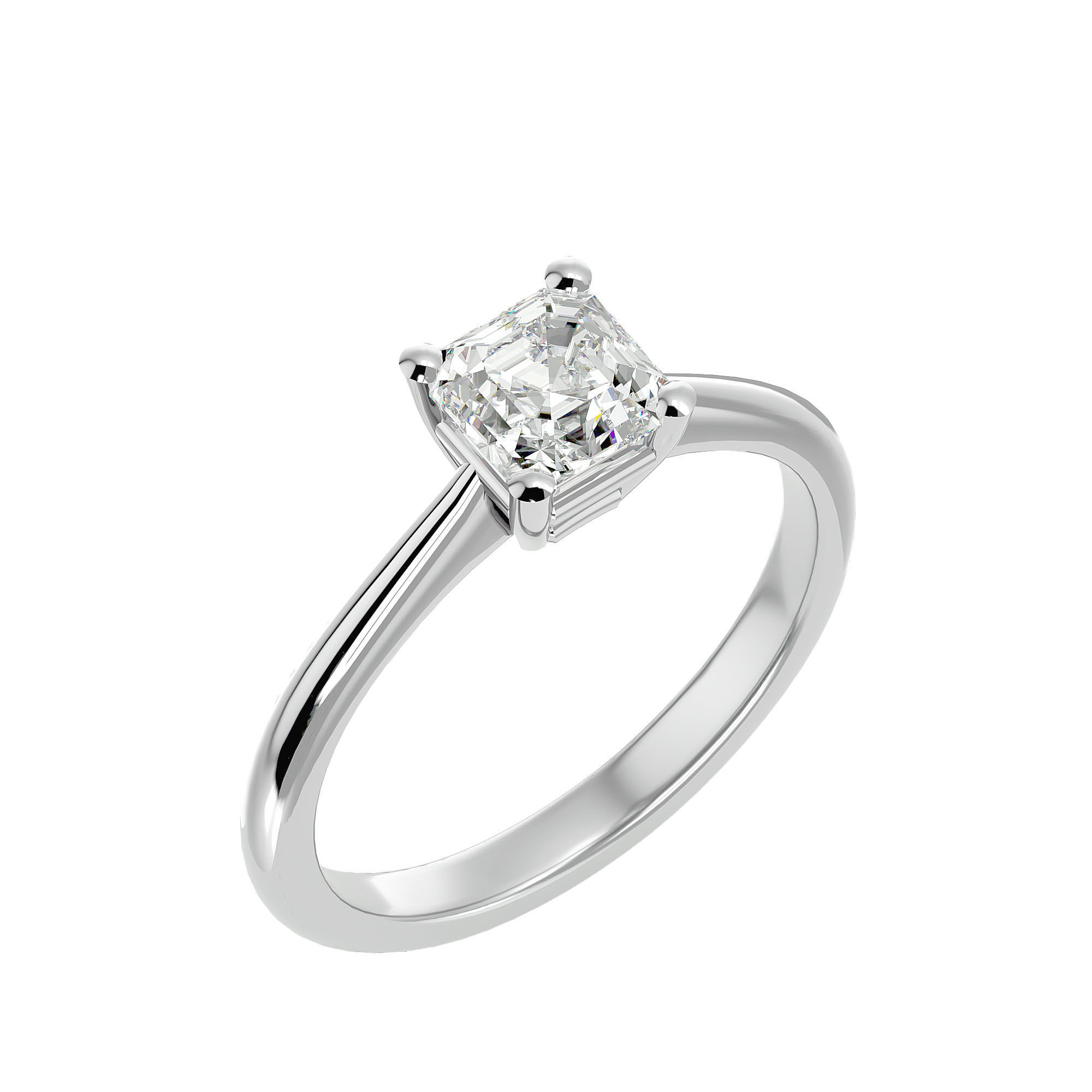 Single Princess diamond Women solitaire ring with 360 View 3D print model_11
