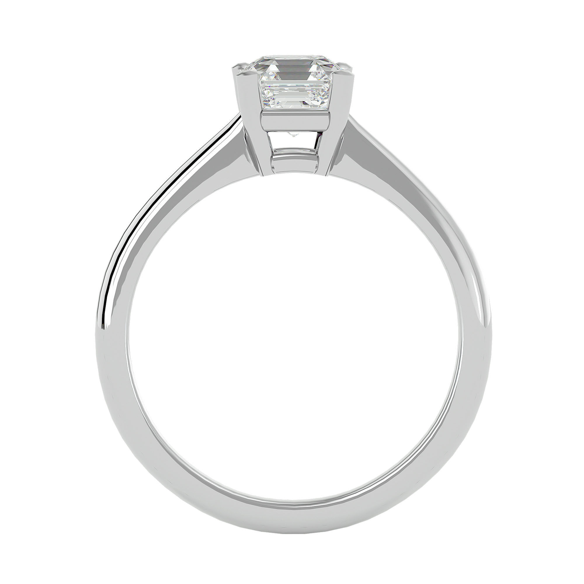 Single Princess diamond Women solitaire ring with 360 View 3D print model_4