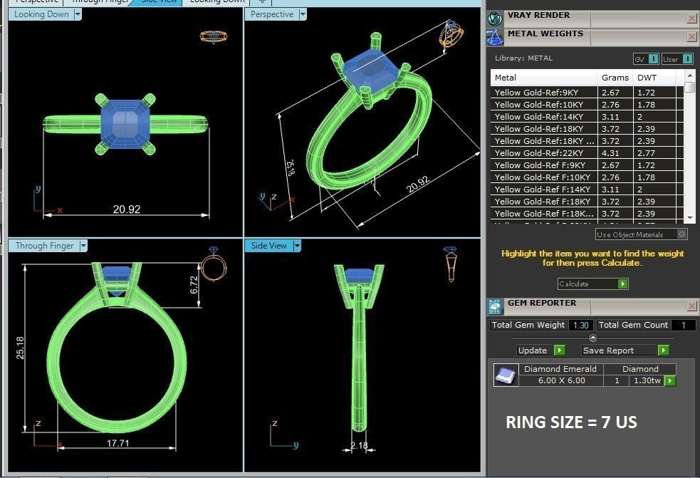 Single Princess diamond Women solitaire ring with 360 View 3D print model_8