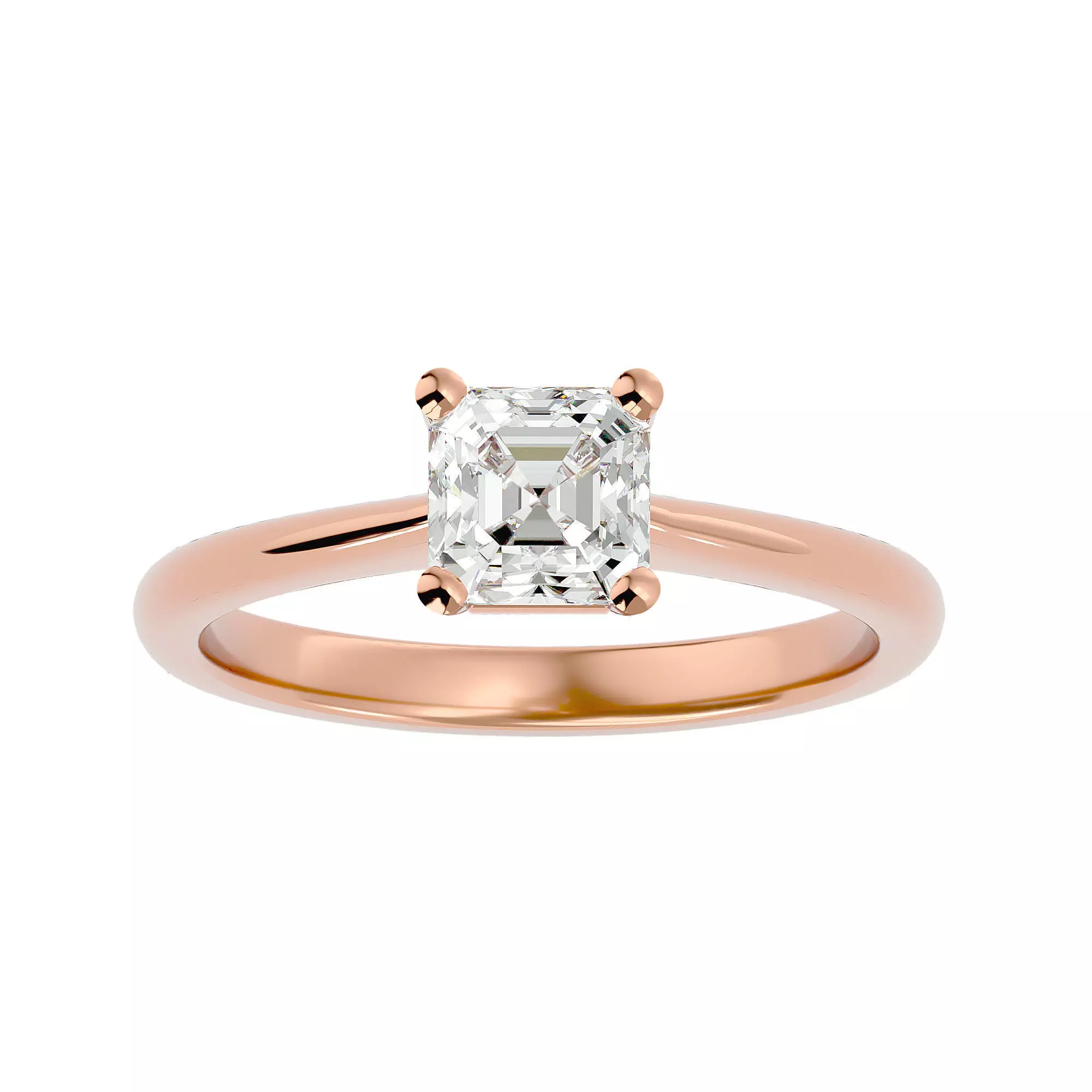 Single Princess diamond Women solitaire ring with 360 View 3D print model_0