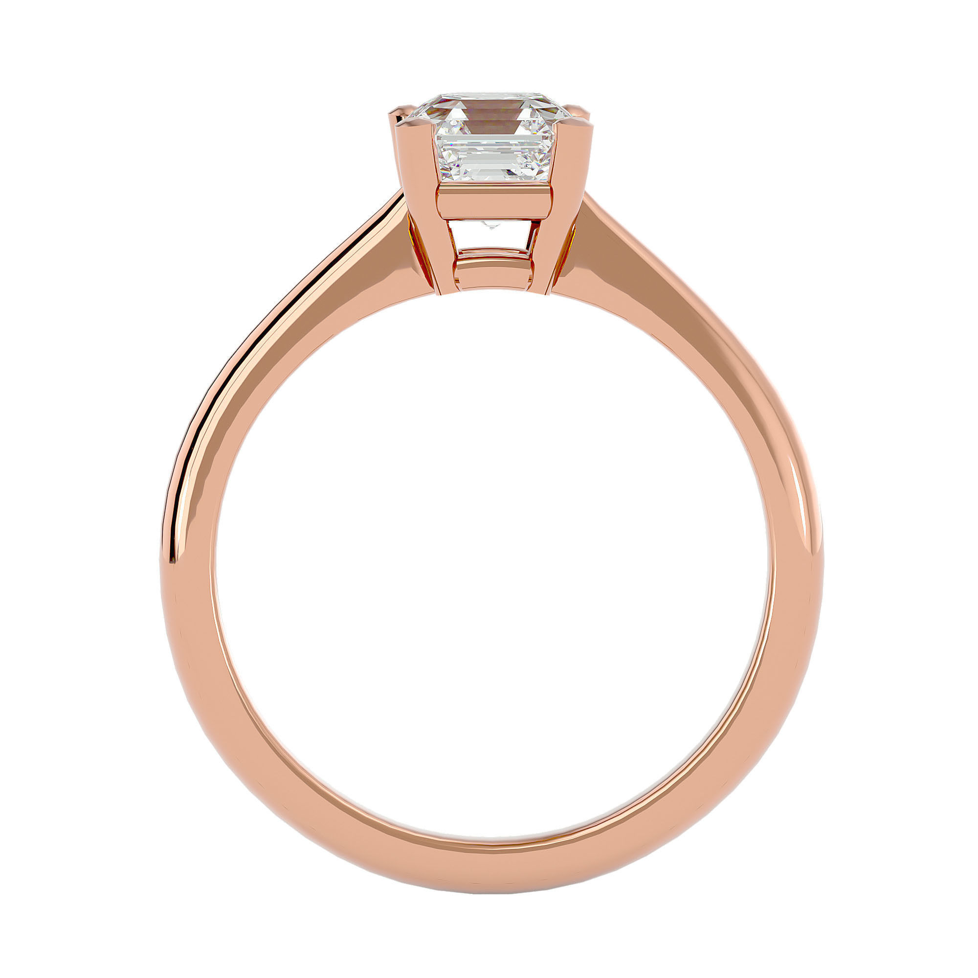 Single Princess diamond Women solitaire ring with 360 View 3D print model_6