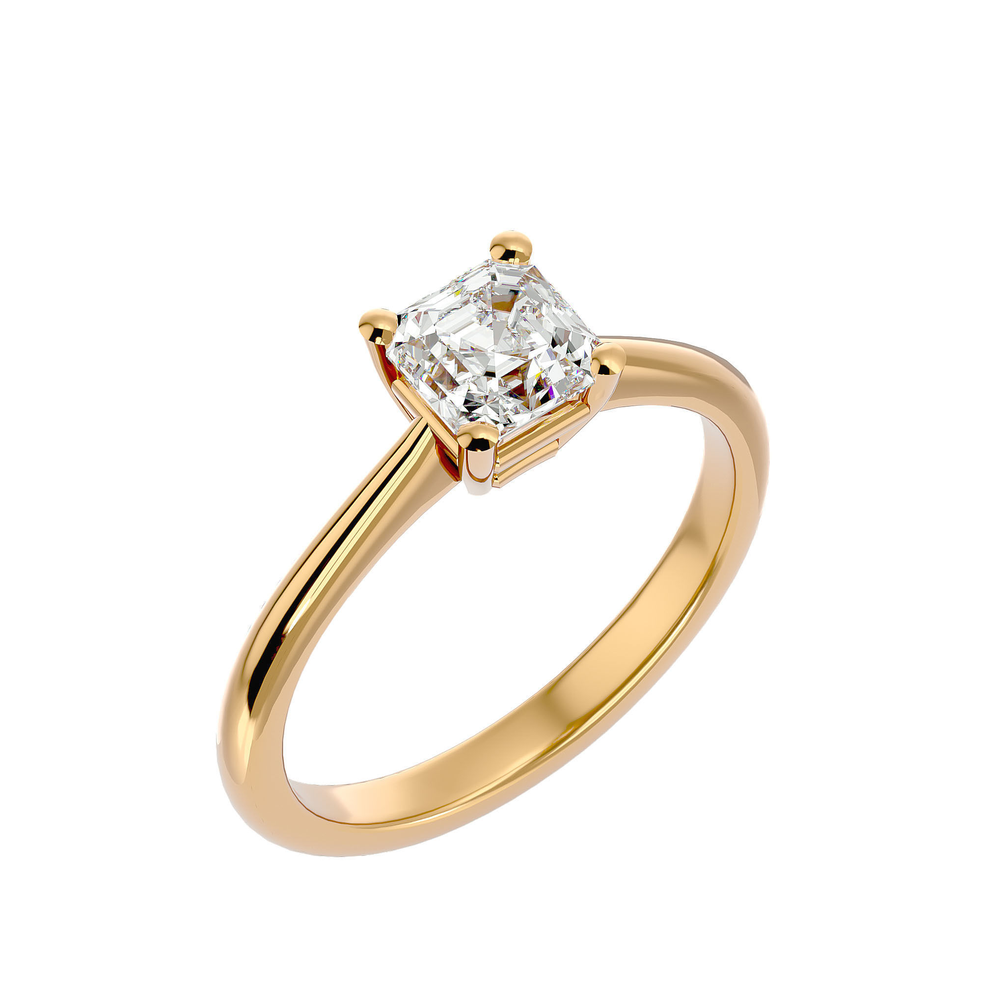 Single Princess diamond Women solitaire ring with 360 View 3D print model_12