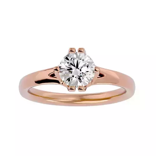 Single Round diamond Women solitaire ring with 360 View 3D print model
