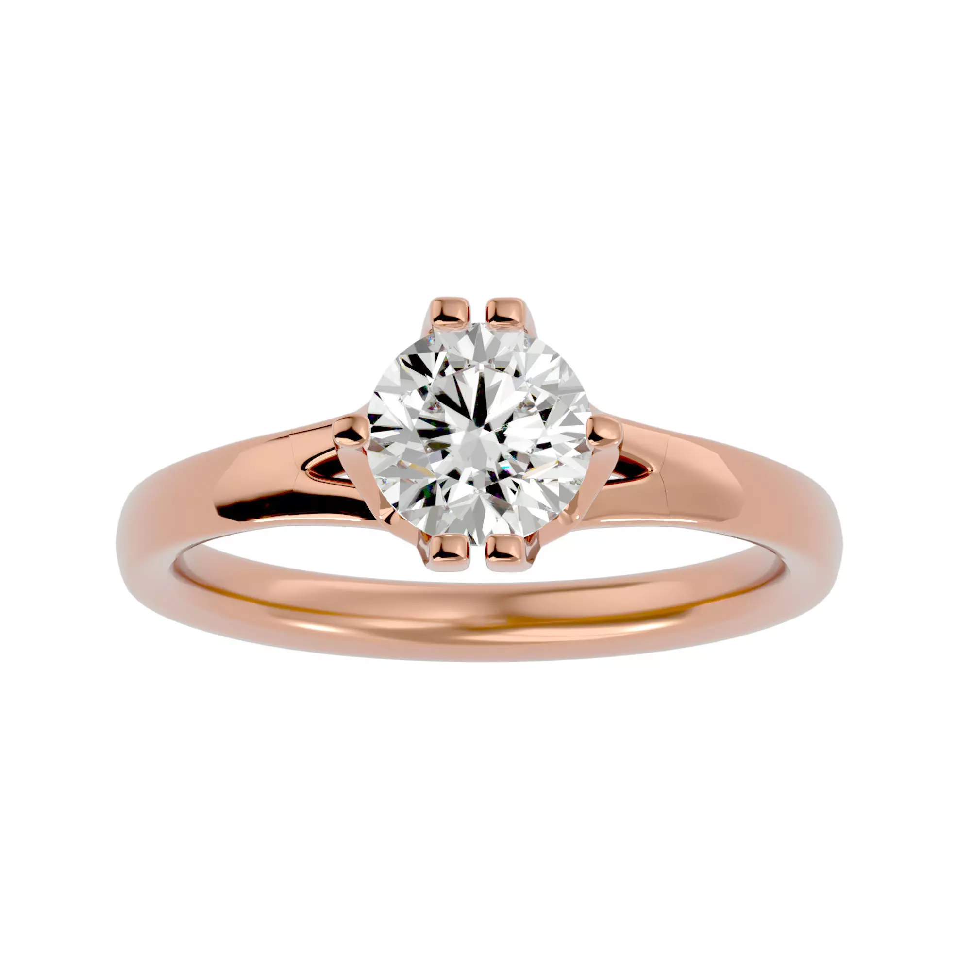 Single Round diamond Women solitaire ring with 360 View 3D print model_0
