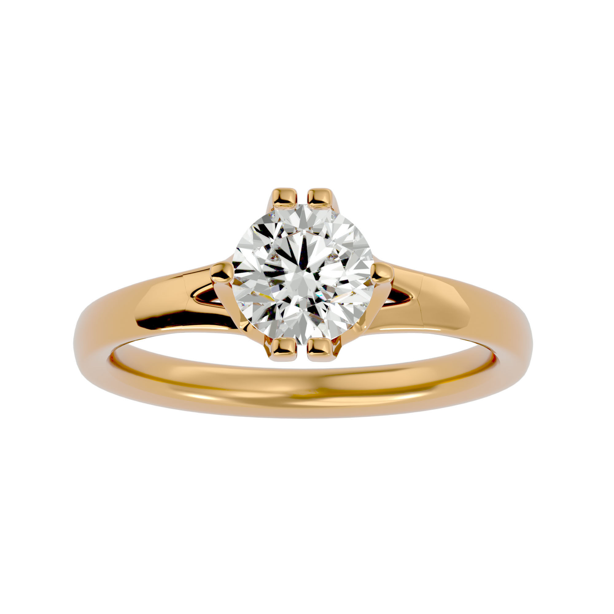 Single Round diamond Women solitaire ring with 360 View 3D print model_2