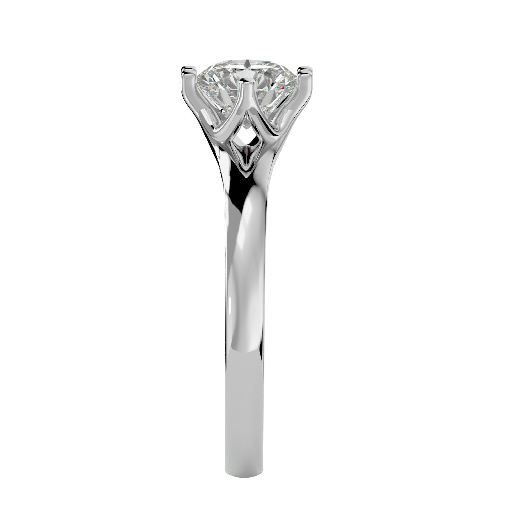 Single Round diamond Women solitaire ring with 360 View 3D print model_9